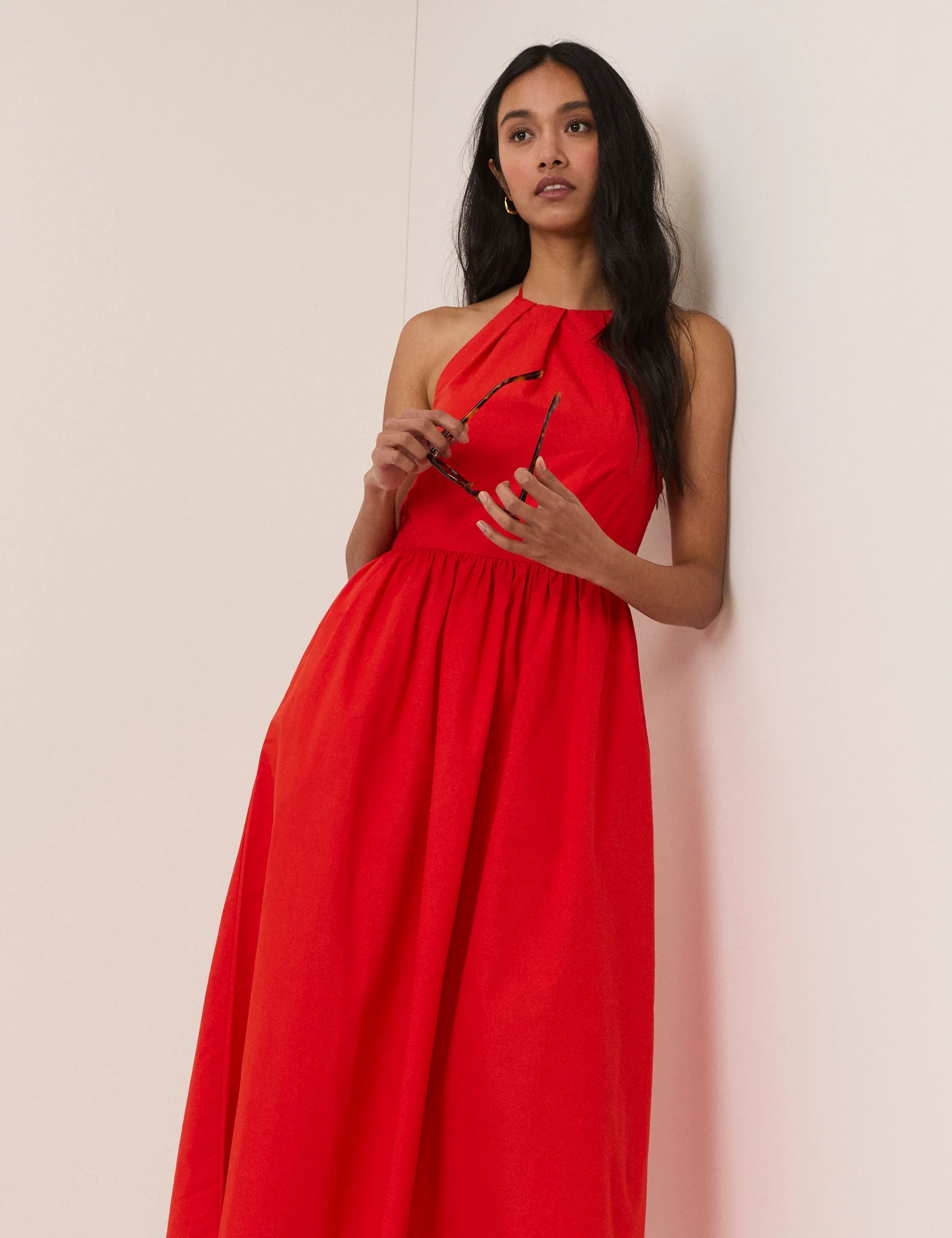 Red Halterneck Amber Midi Dress - Image 4