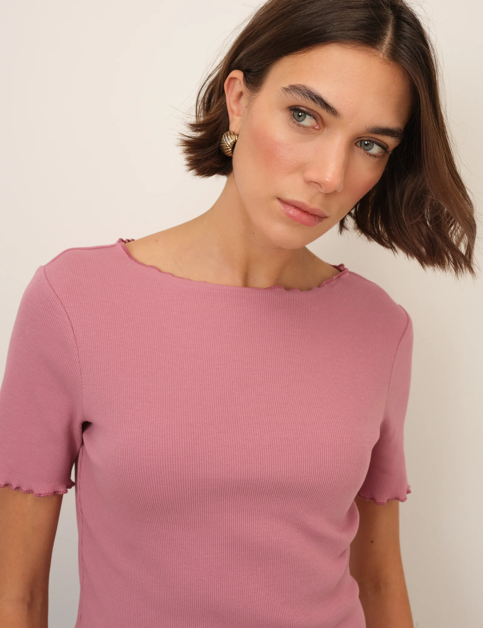 Pink Boat Neck Ribbed Top - Image 4