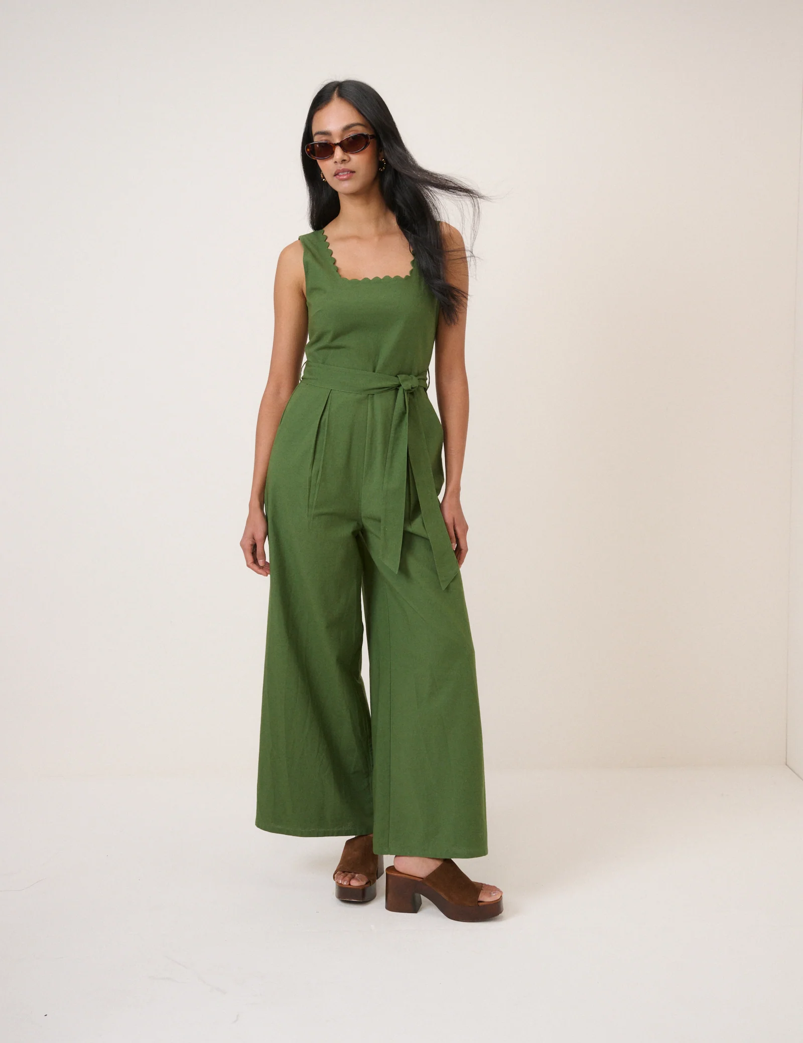 Green Square Neck Jumpsuit - Image 3