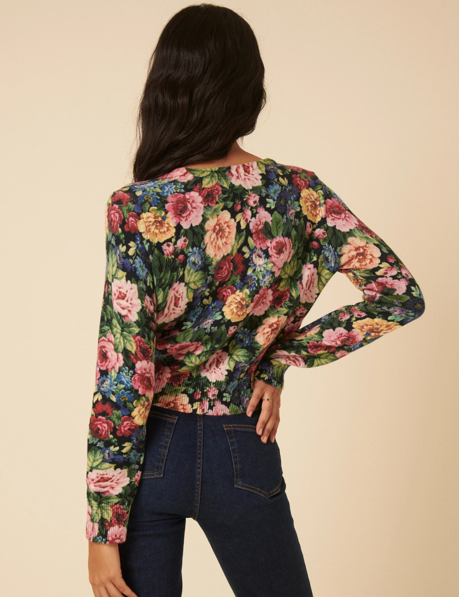 Black Floral Knitted Cardigan - Image 4