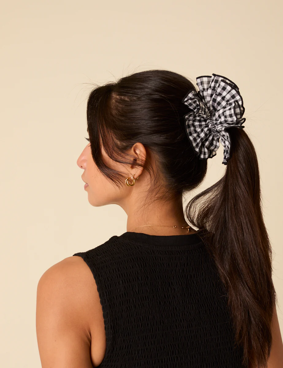 Black Gingham Scrunchie - Image 3