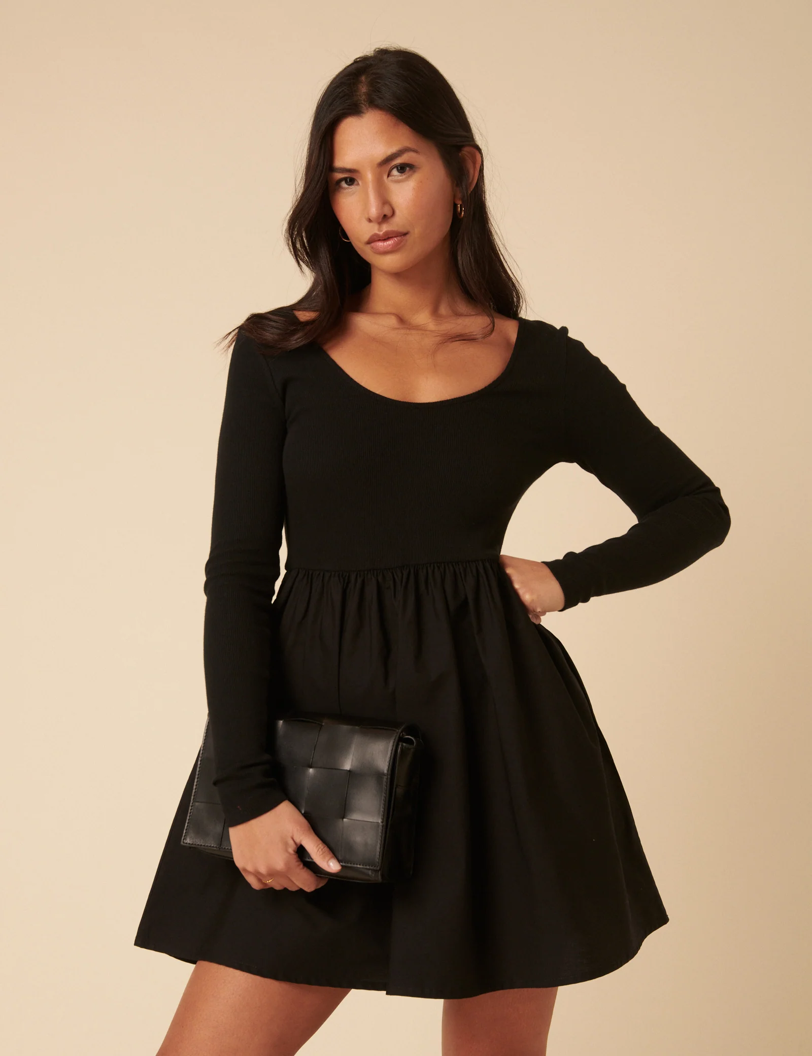 Black Scoop Neck Mini Dress - Image 4