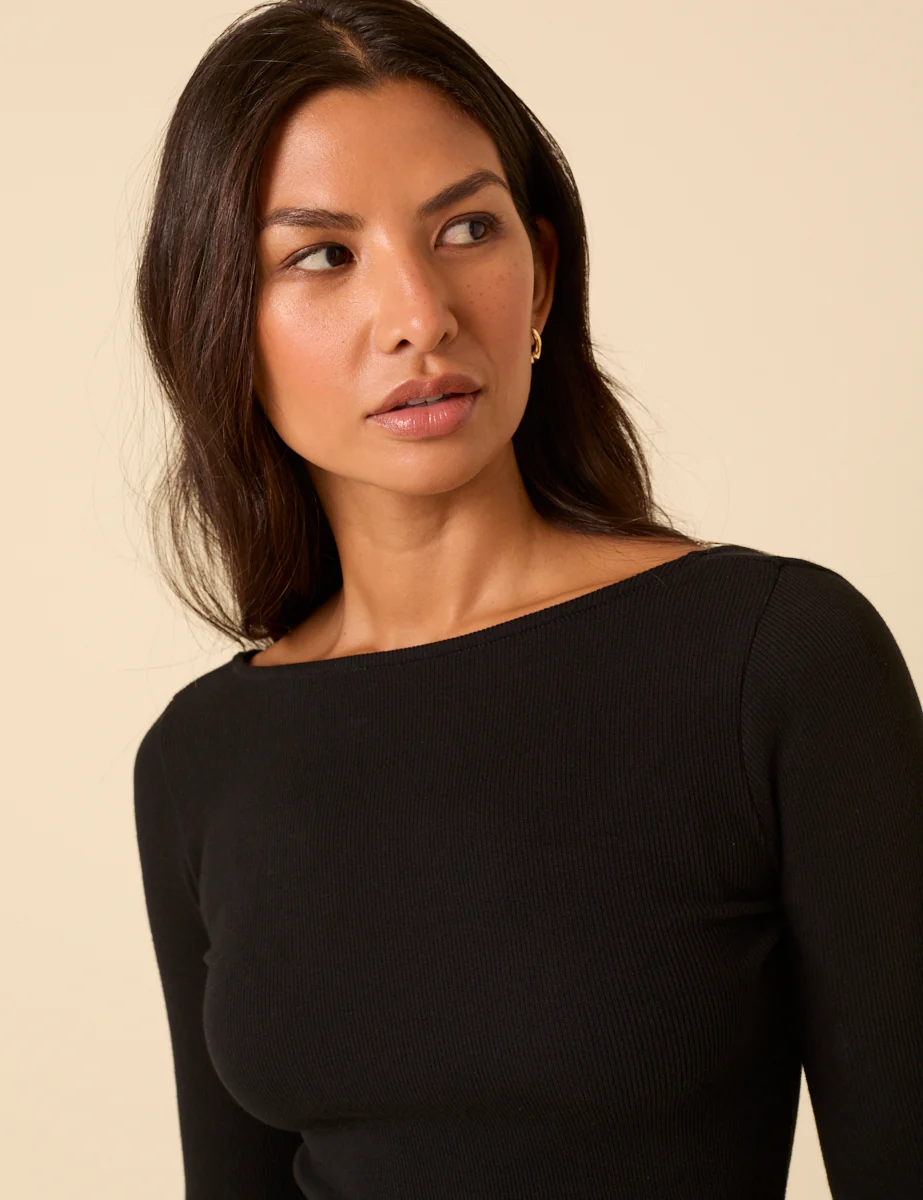Black Long Sleeve A-Line Penni Mini Dress - Image 3