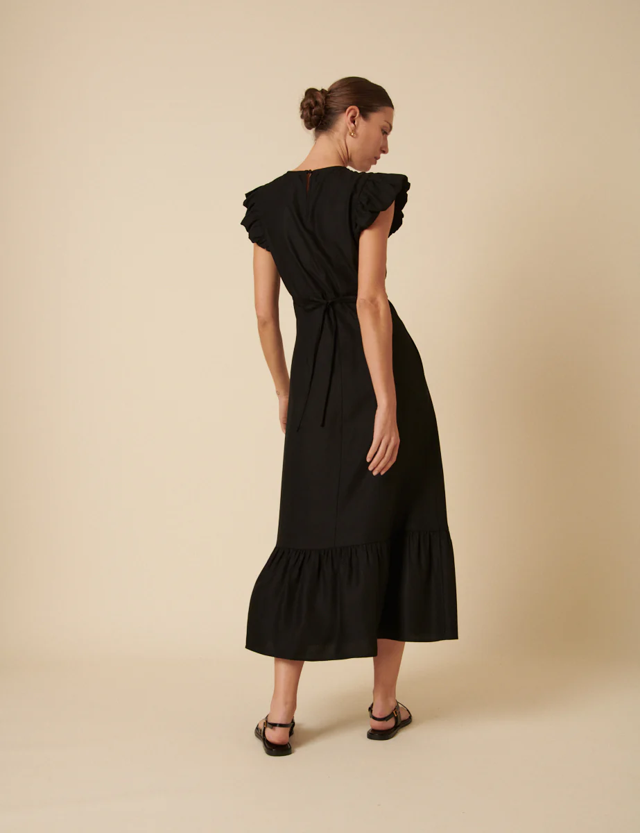 Black Tiered Clara Midi Dress - Image 5