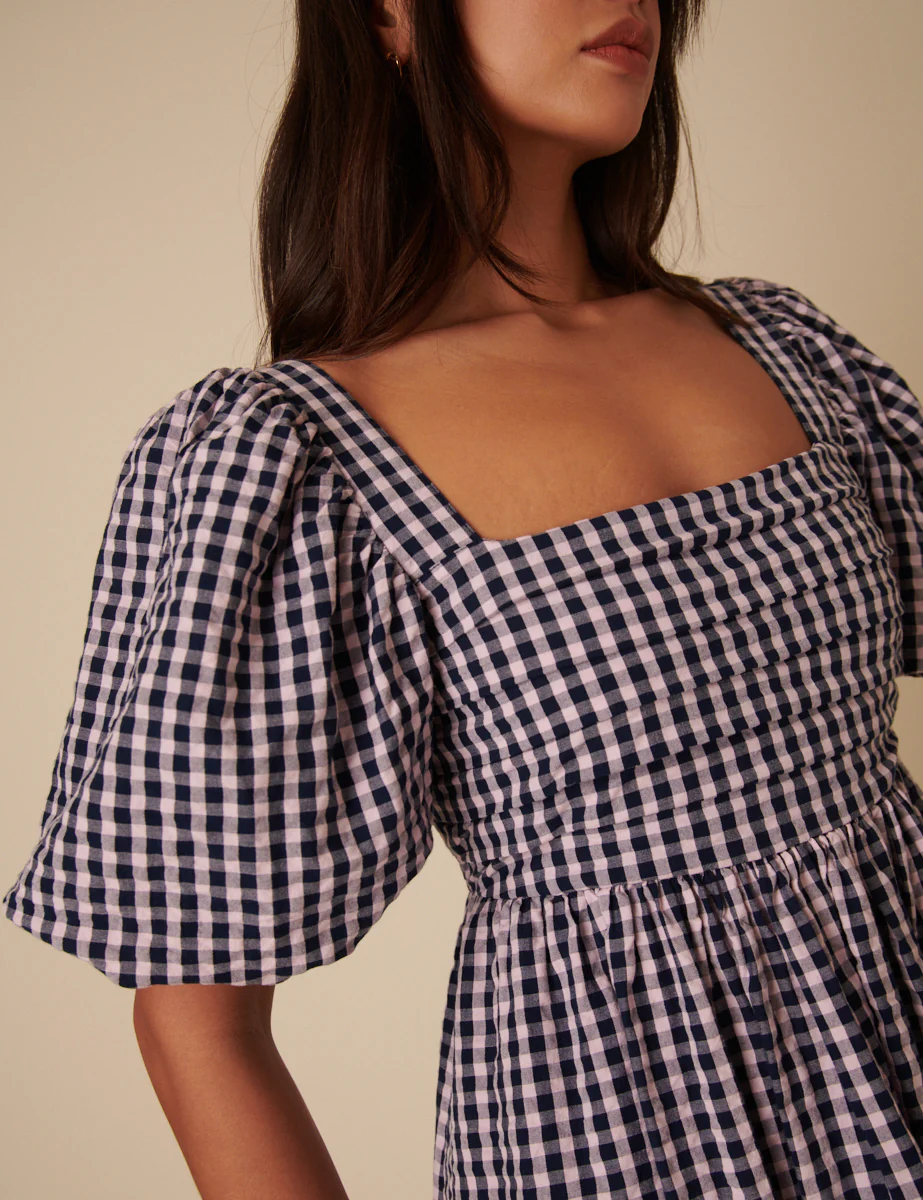 Blue And Pink Gingham Nova Midi Dress - Image 2