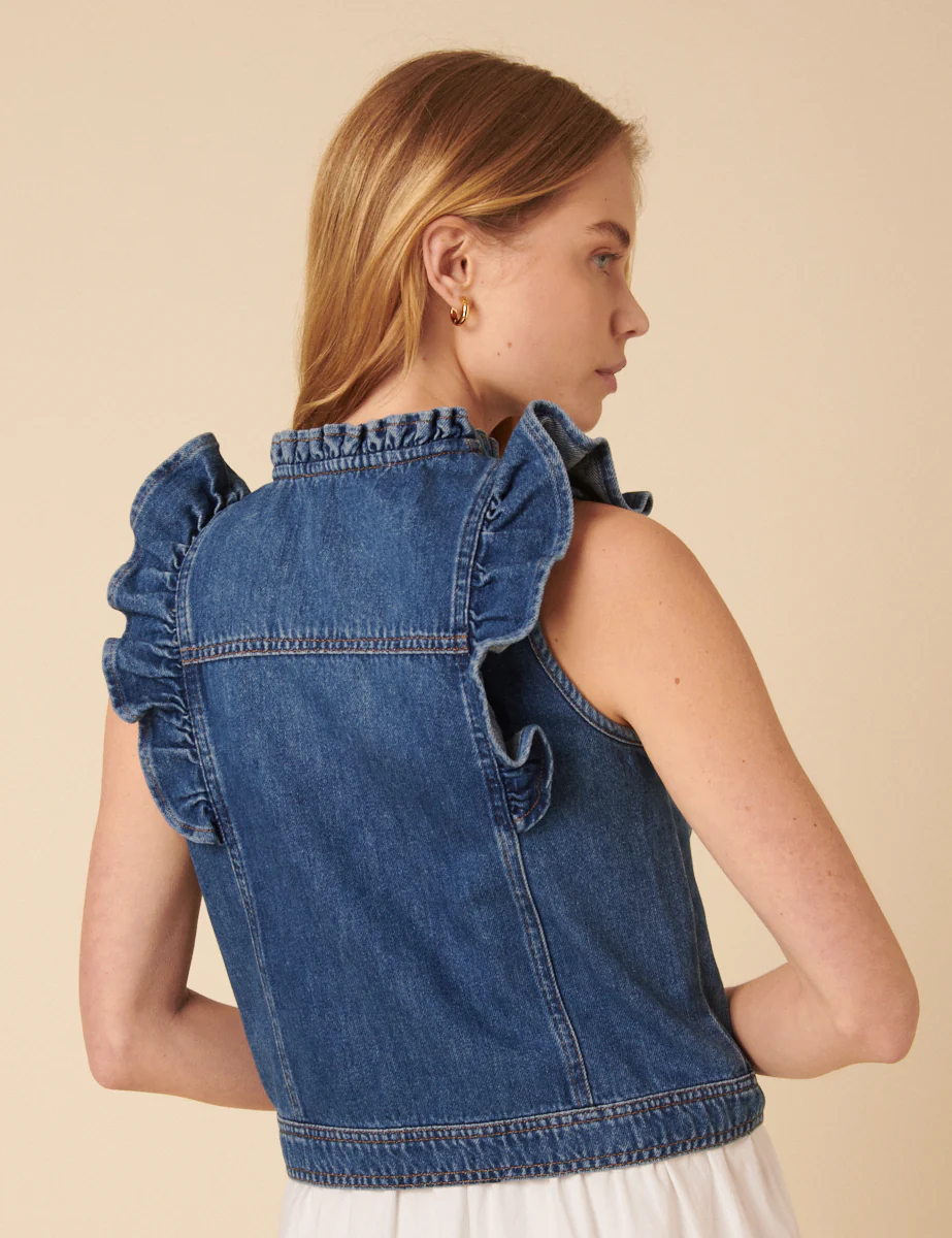 Blue Denim Frill Waistcoat - Image 5