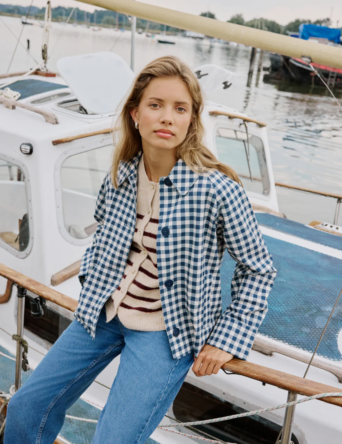 Blue Gingham Swing Jacket - Image 3