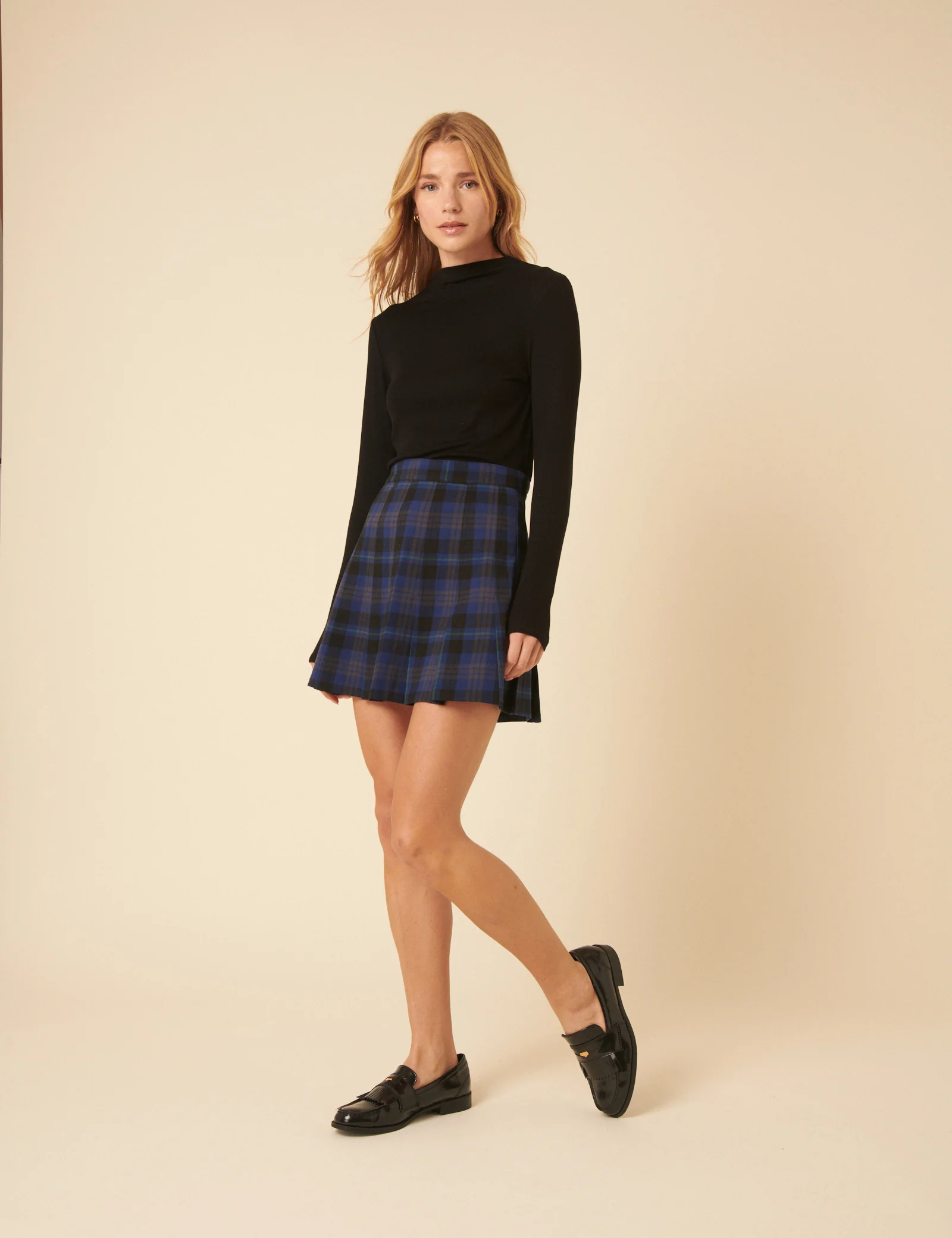 Blue Check Mini Skirt - Image 3