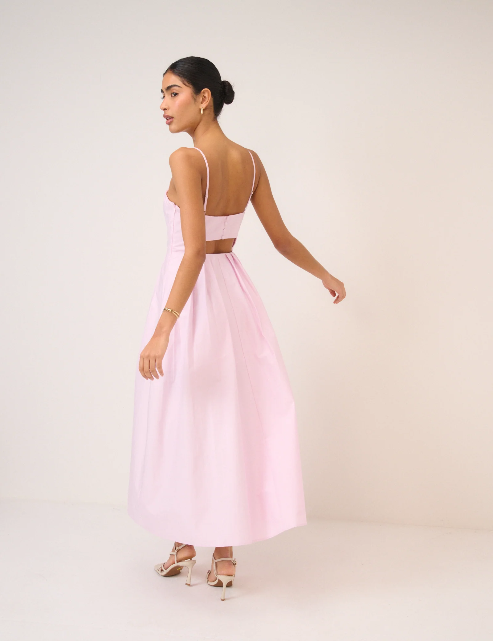 Pink Strappy Pleated Bonita Maxi Dress - Image 4