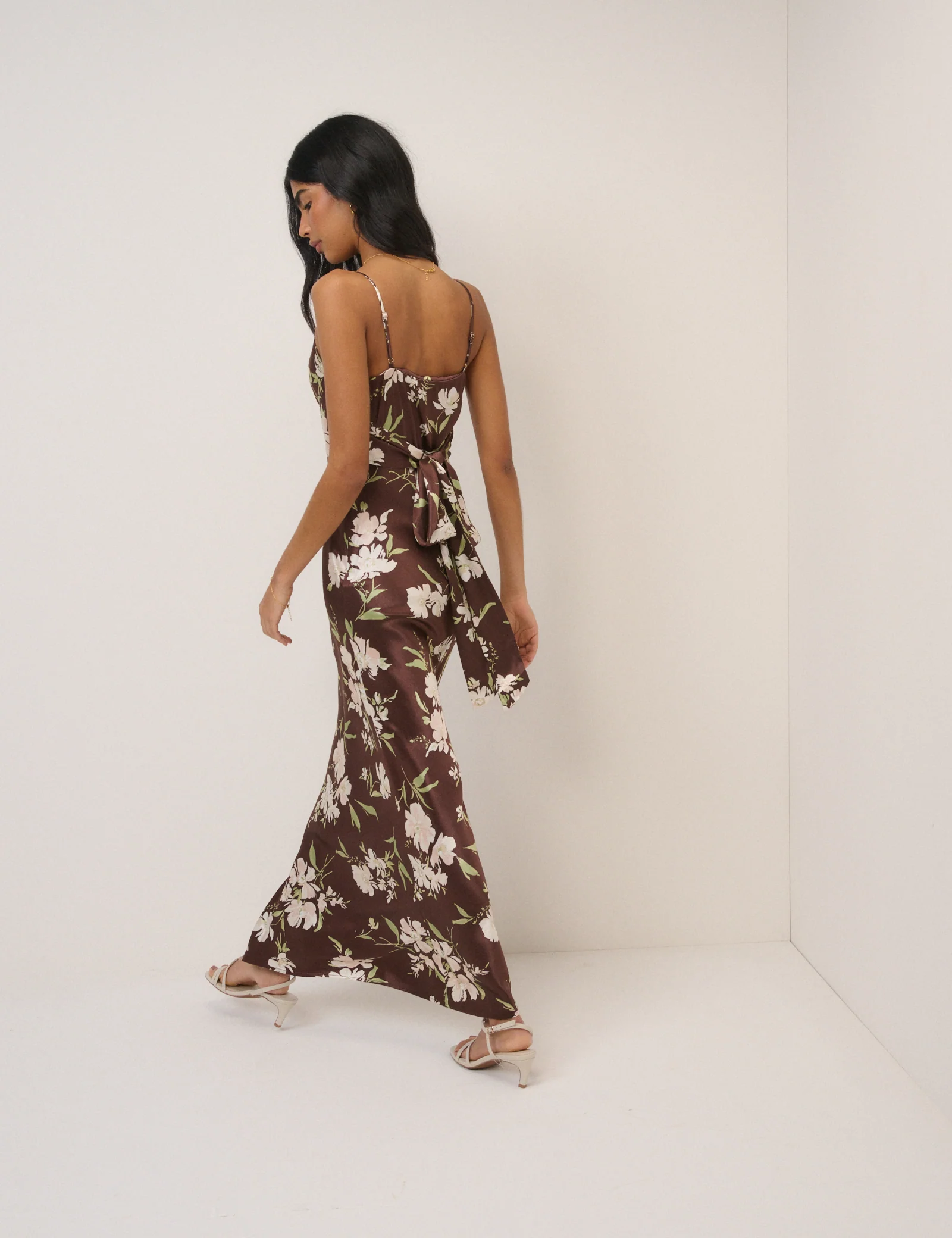 Chocolate Brown Floral Strappy Ellison Maxi - Image 5