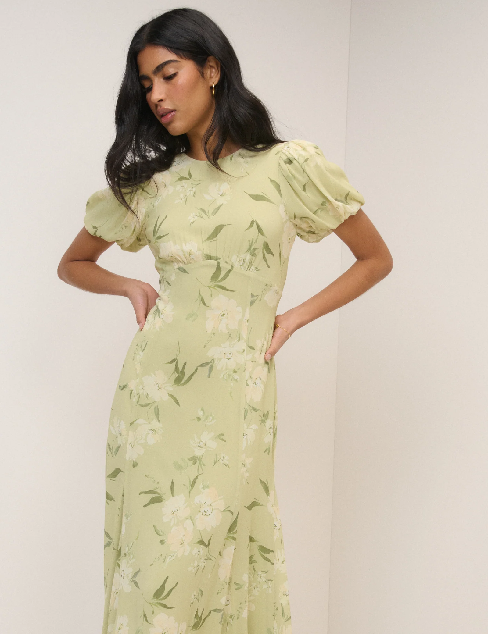 Sage Floral Chiffon Juno Maxi Dress - Image 4
