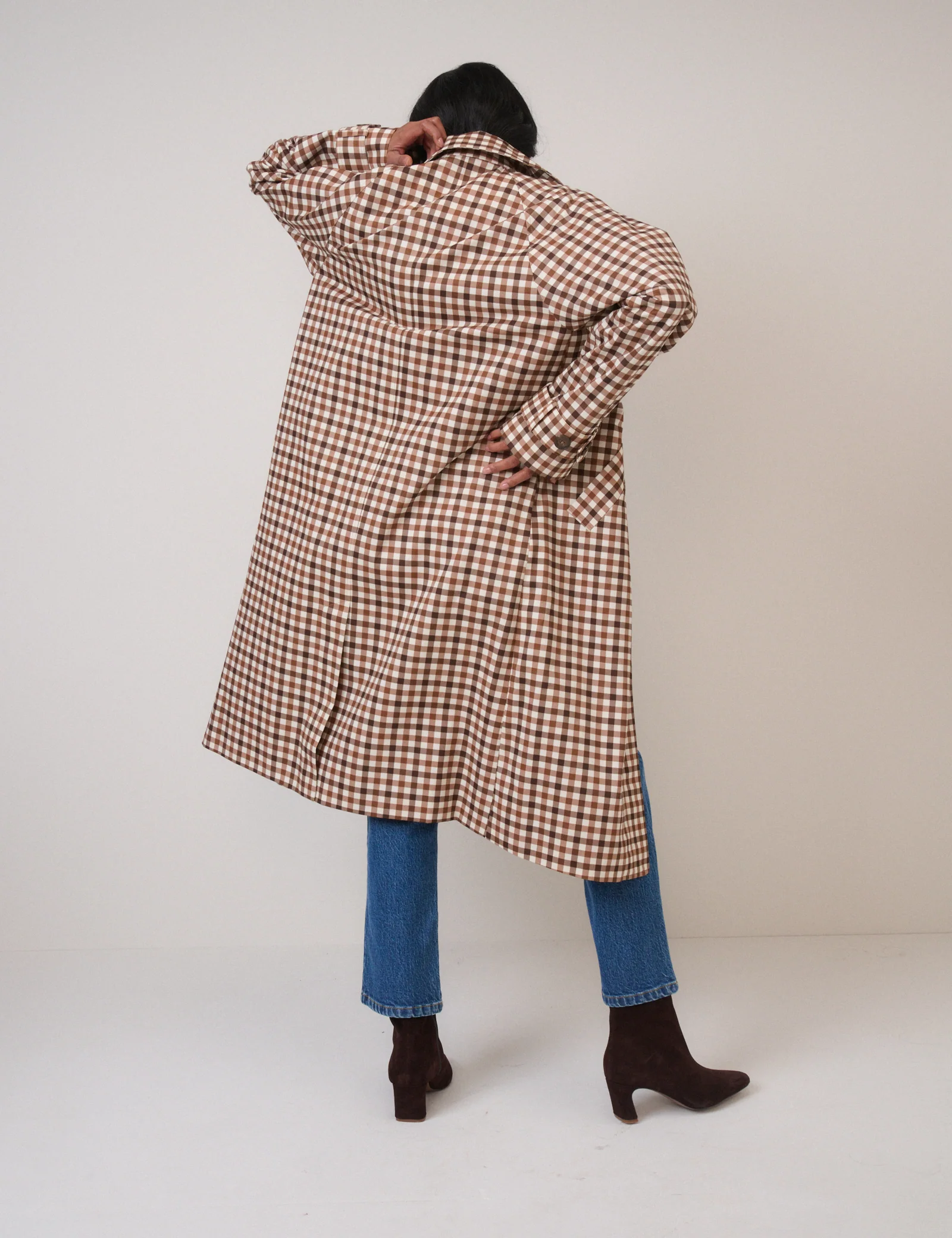 Brown Check Car Coat - Image 6