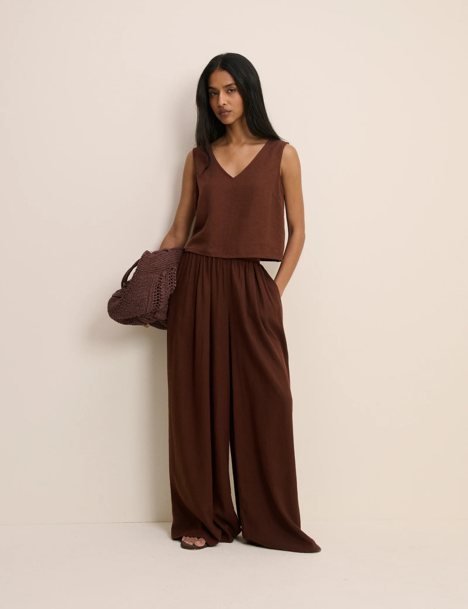 Brown Linen-blend Jerrow Trousers
