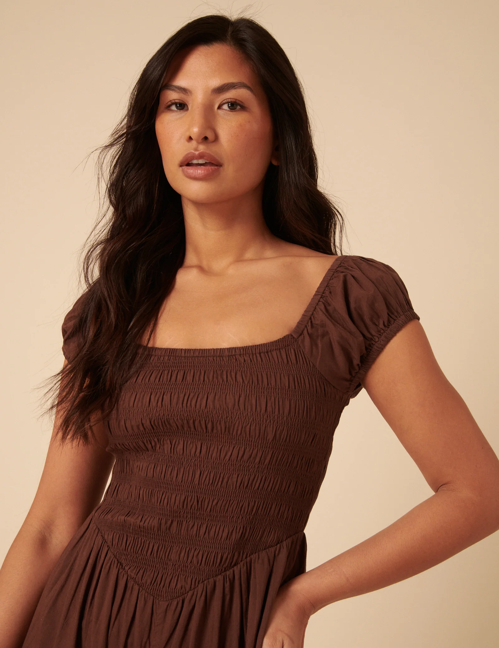 Brown Shirred Bodice Alaska Jumpsuit - Image 2