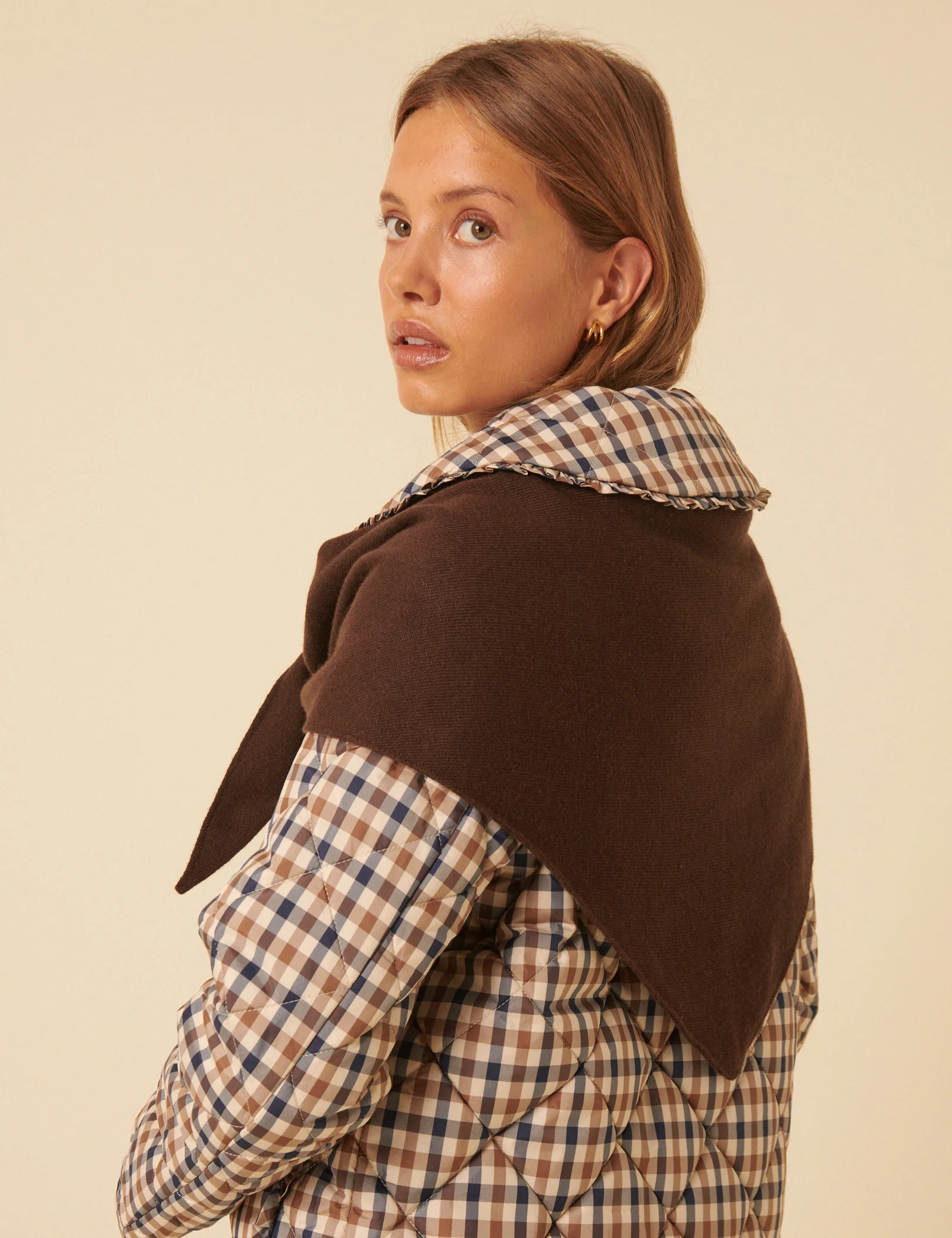 Brown Wool-blend Triangle Scarf - Image 3