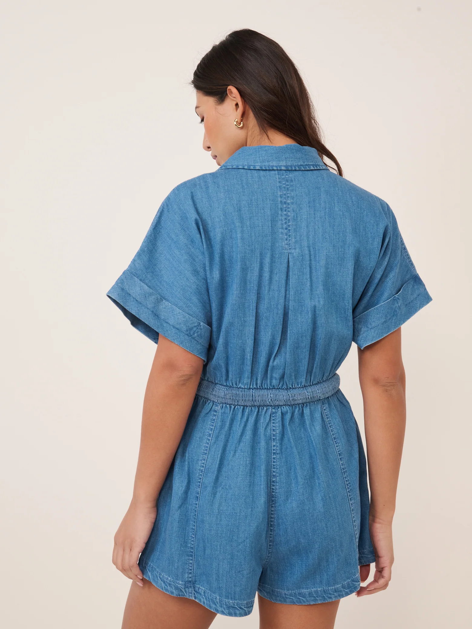Blue Denim Button Down Playsuit - Image 3