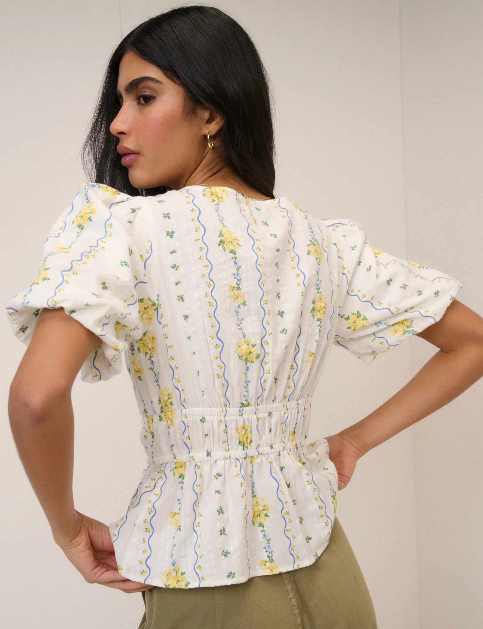 White Ditsy Floral Cordelia Top - Image 5