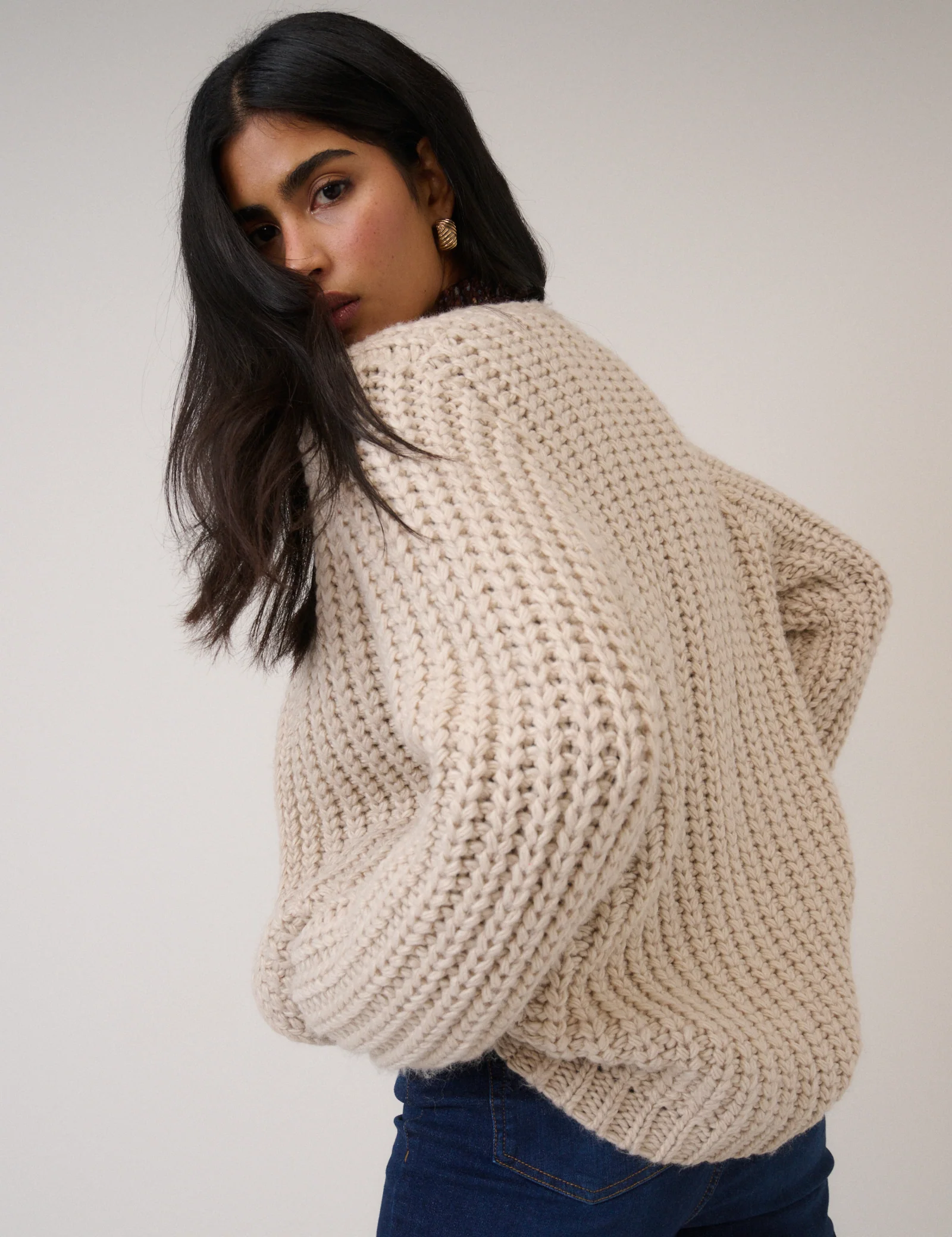 Cream Chunky Cardigan - Image 5