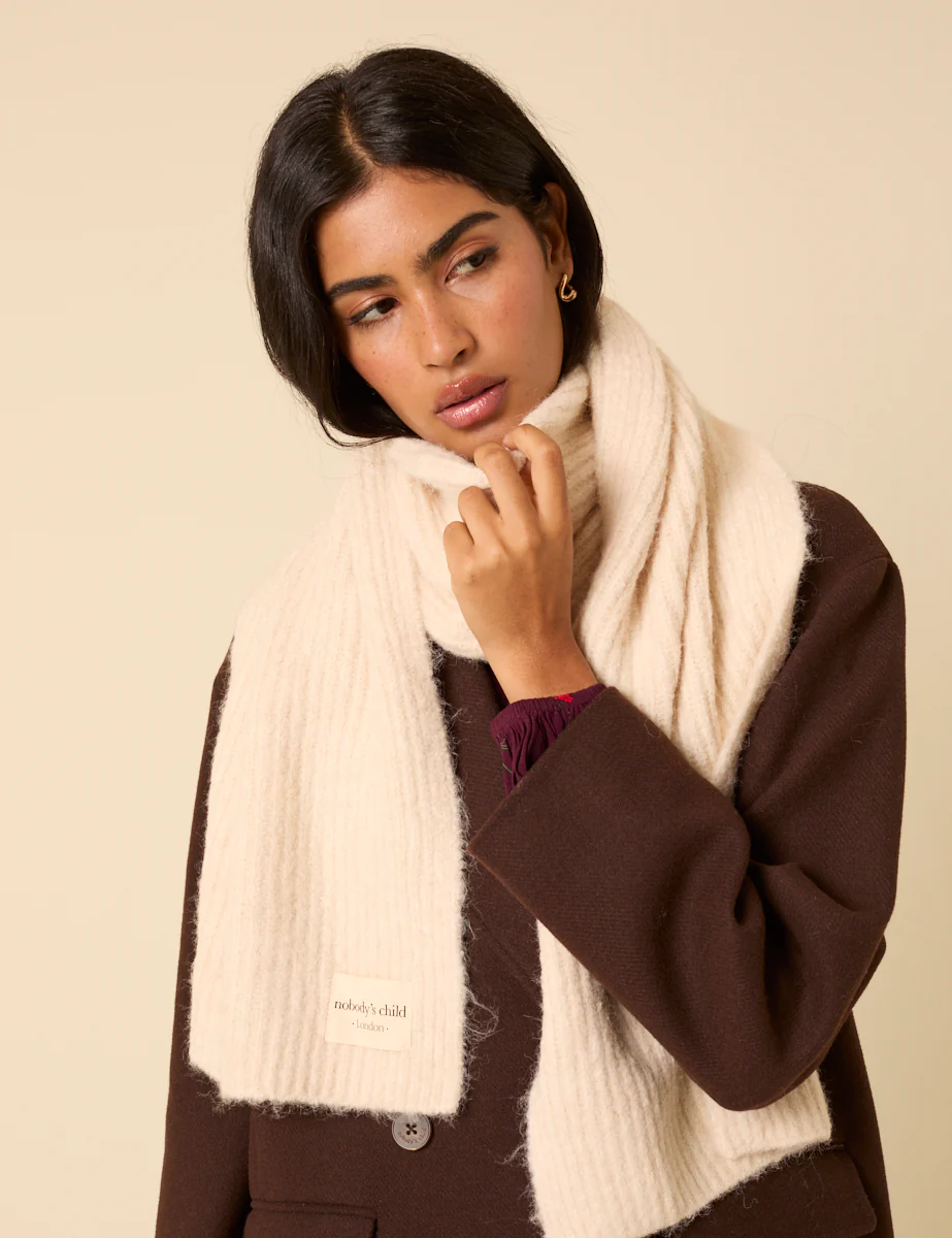 Cream Ribbed Scarf - Image 3