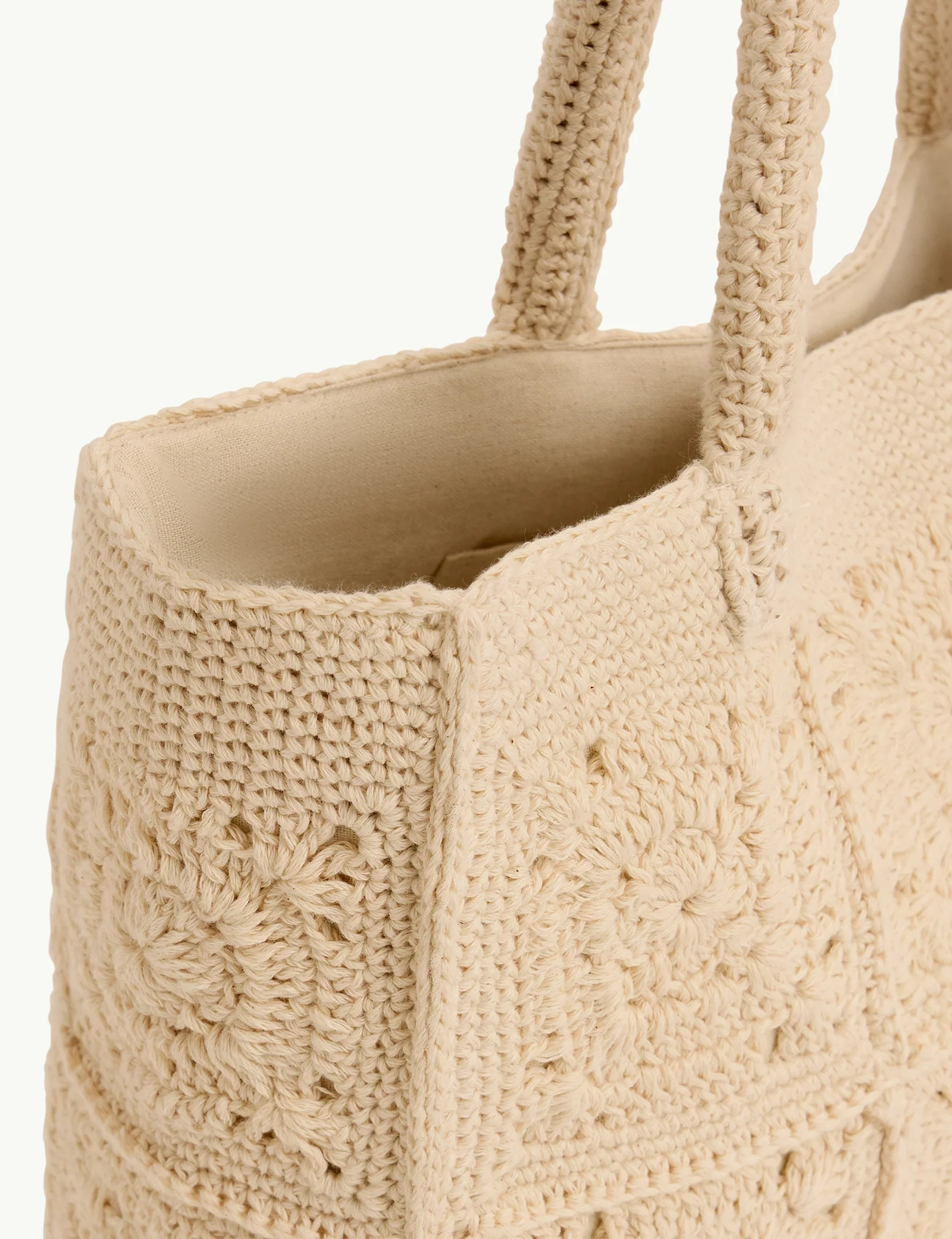 Cream Crochet Square Tote - Image 3