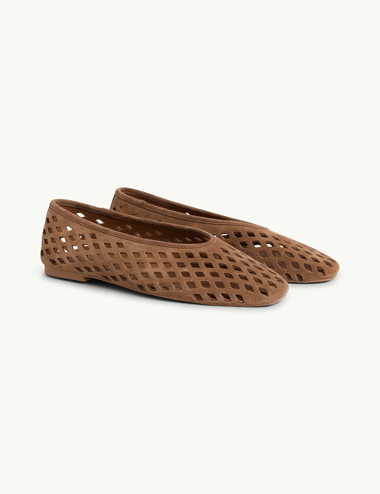 Brown Suede Cut Out Ballet Flats - Image 4