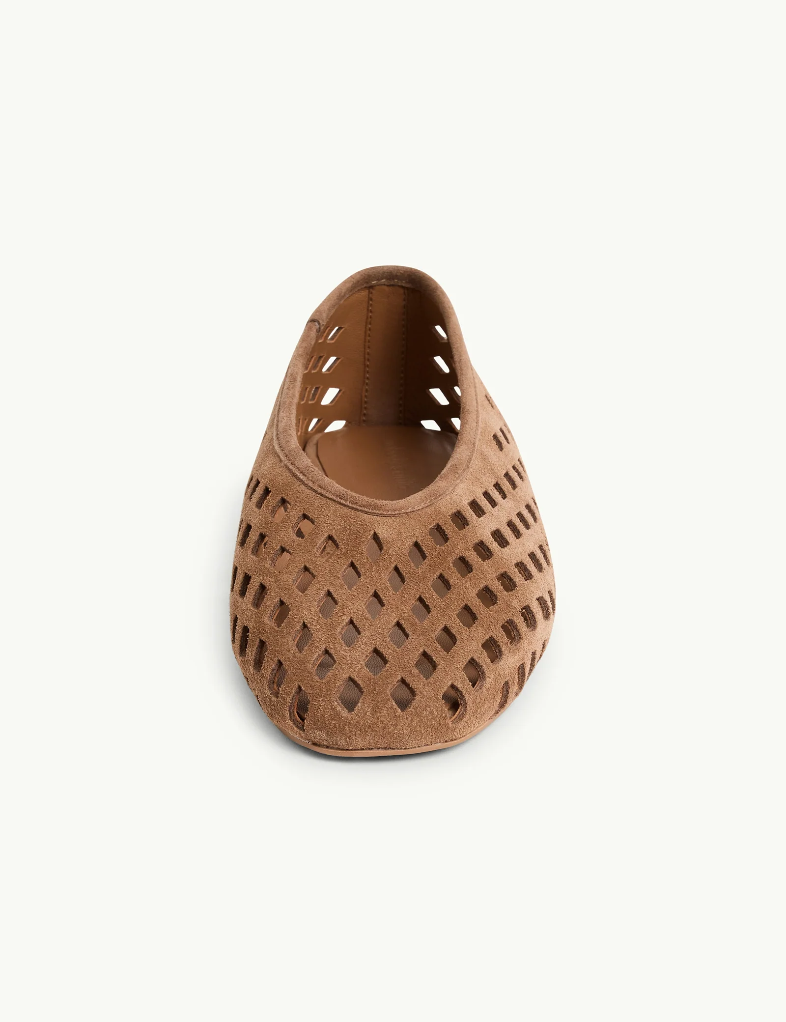Brown Suede Cut Out Ballet Flats - Image 5