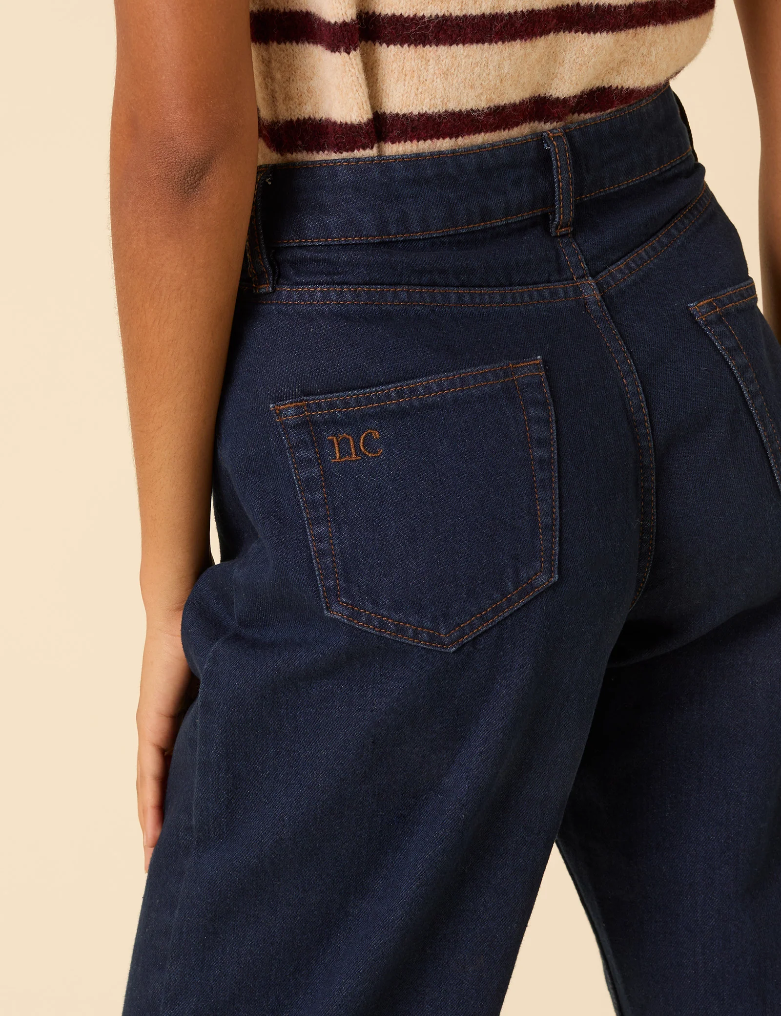 Dark Blue High Rise Putney Barrel Leg Jeans - Image 4