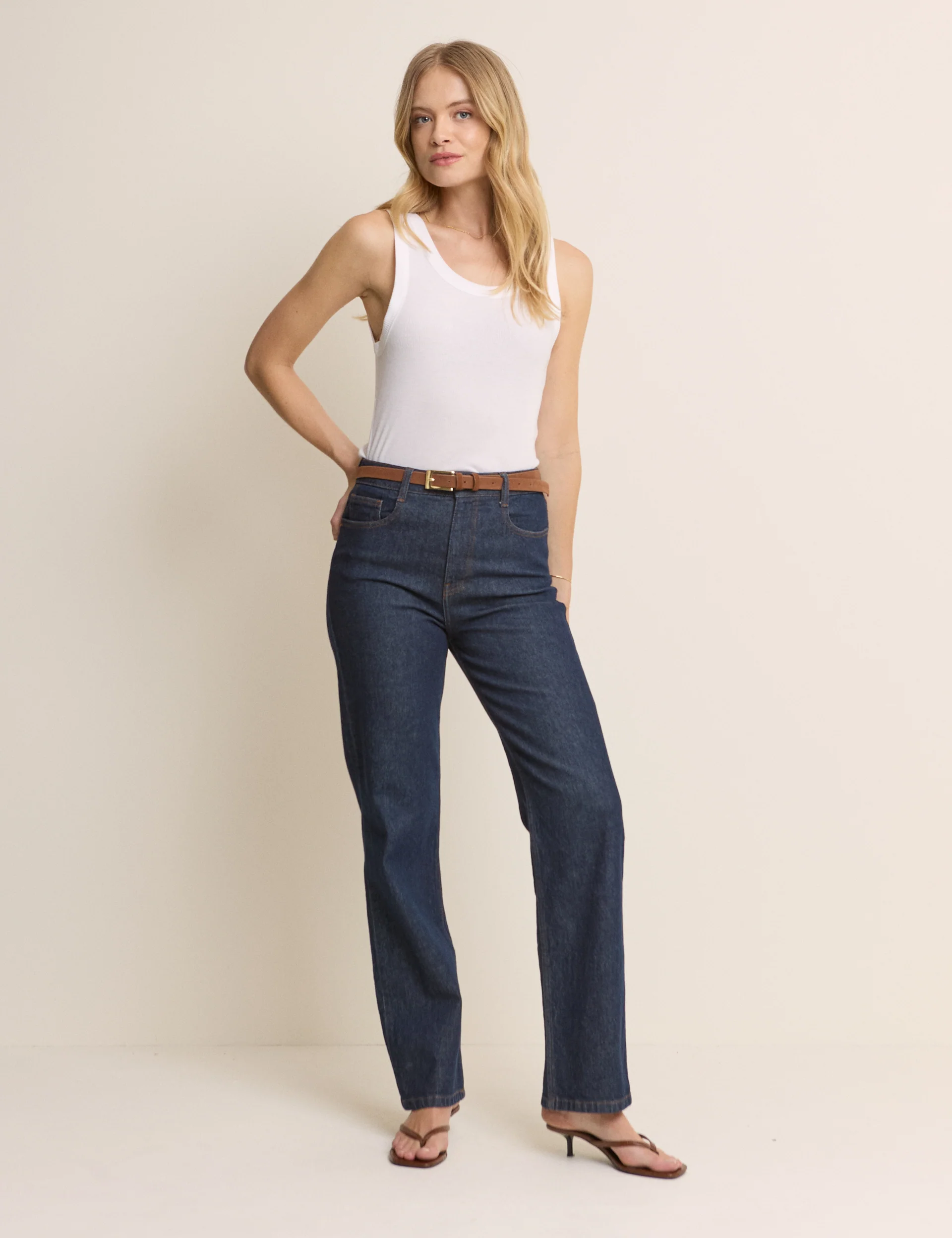 Dark Blue High Rise Kingston Straight Leg Jeans - Image 3