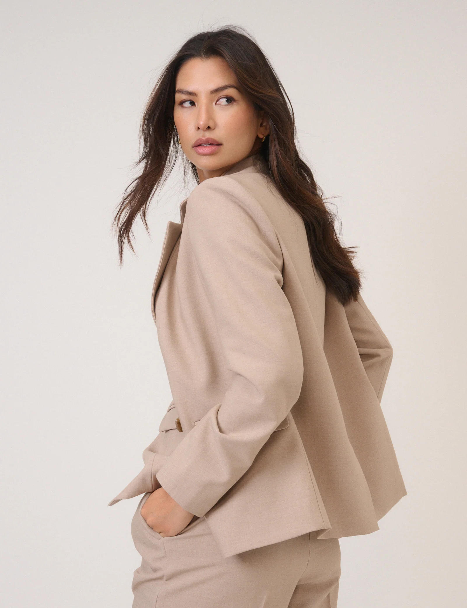 Beige Double Breasted Blazer - Image 5