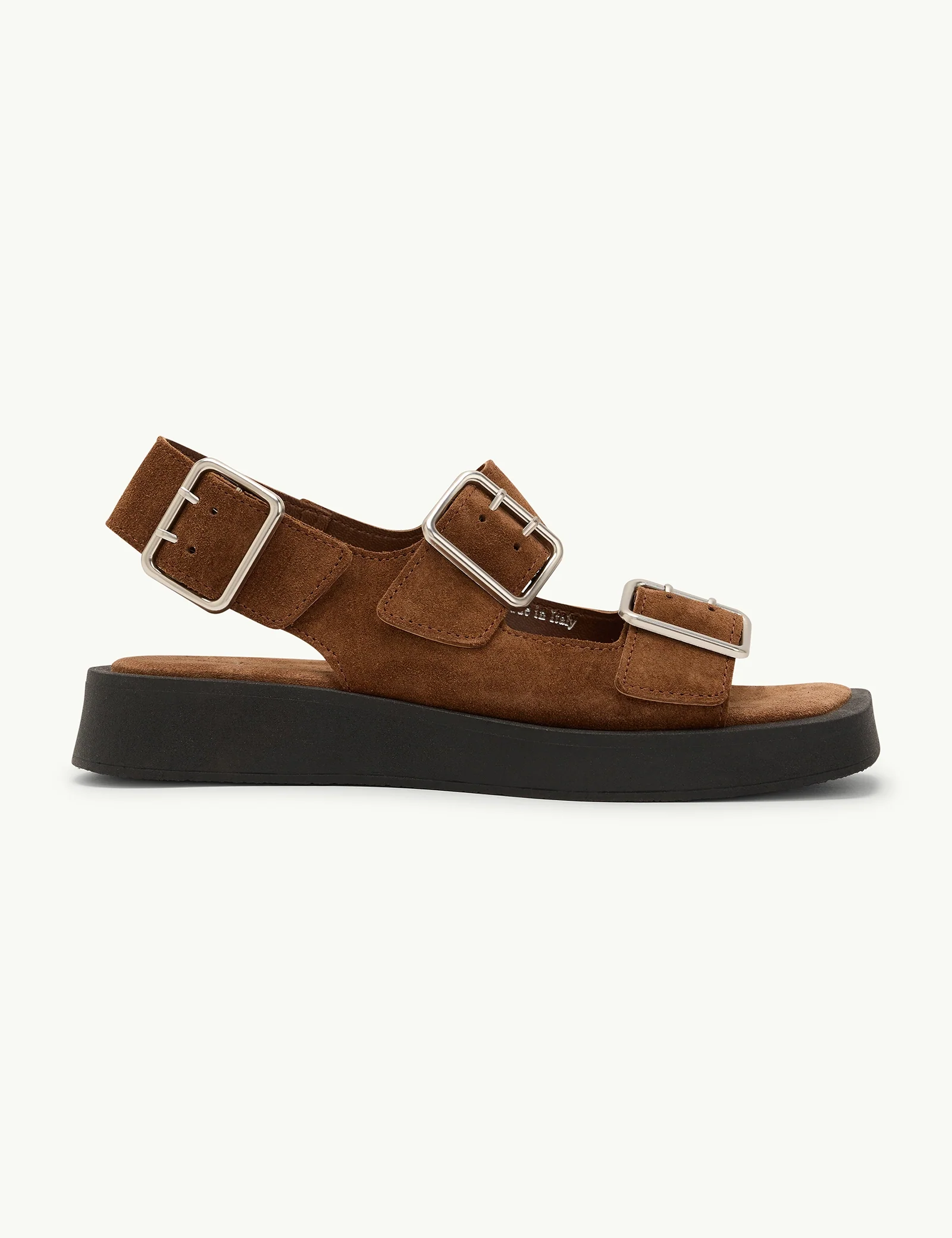Brown Suede Double Strap Sandals - Image 2