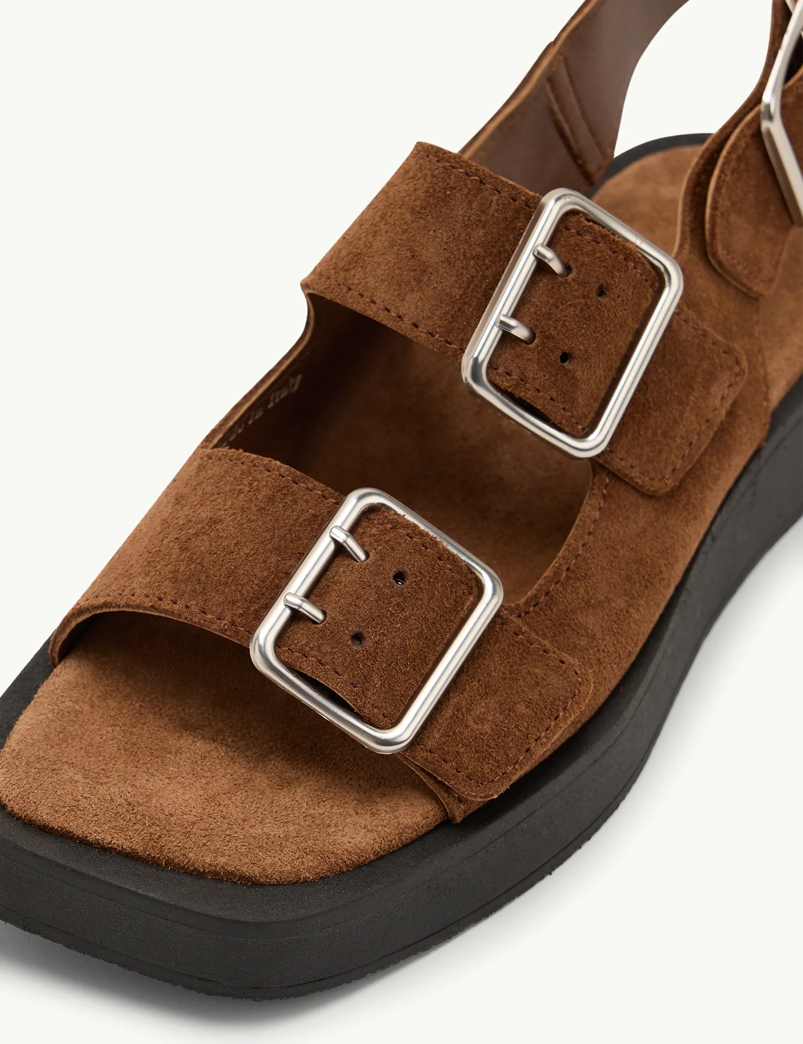 Brown Suede Double Strap Sandals - Image 5