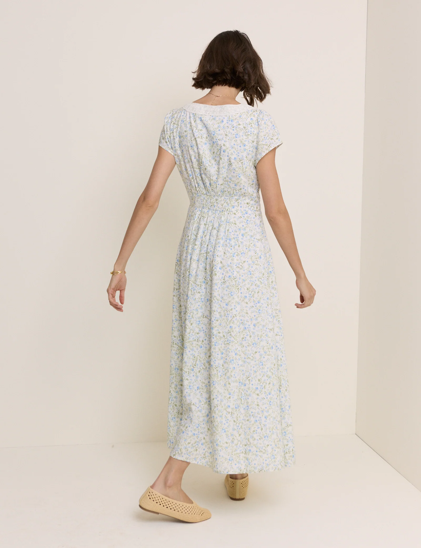 White Ditsy Floral Emma Midi Dress - Image 4