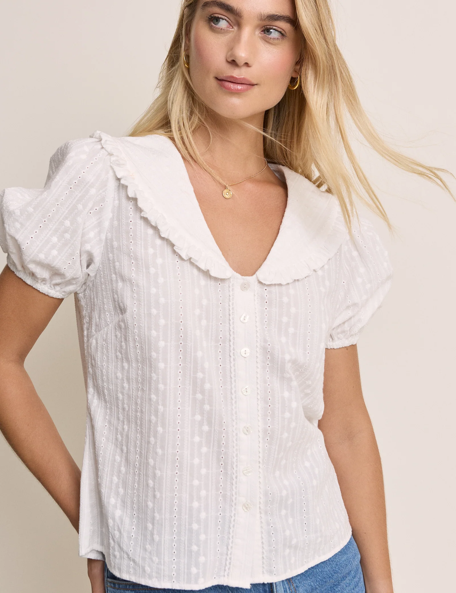 White Errie Short Sleeve Blouse - Image 4