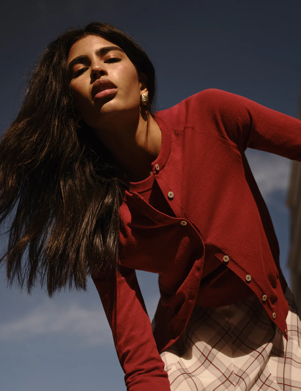 Red Crew Neck Cardigan - Image 4