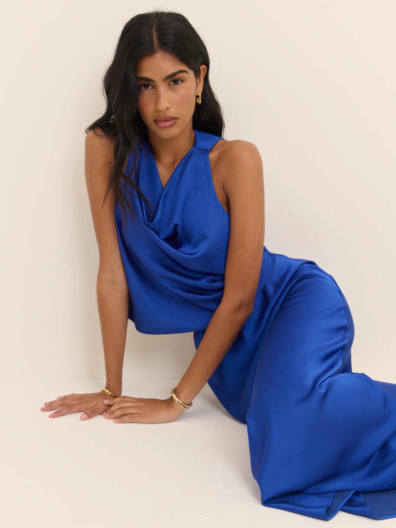 Electric Blue Cowl Neck Top - Image 3