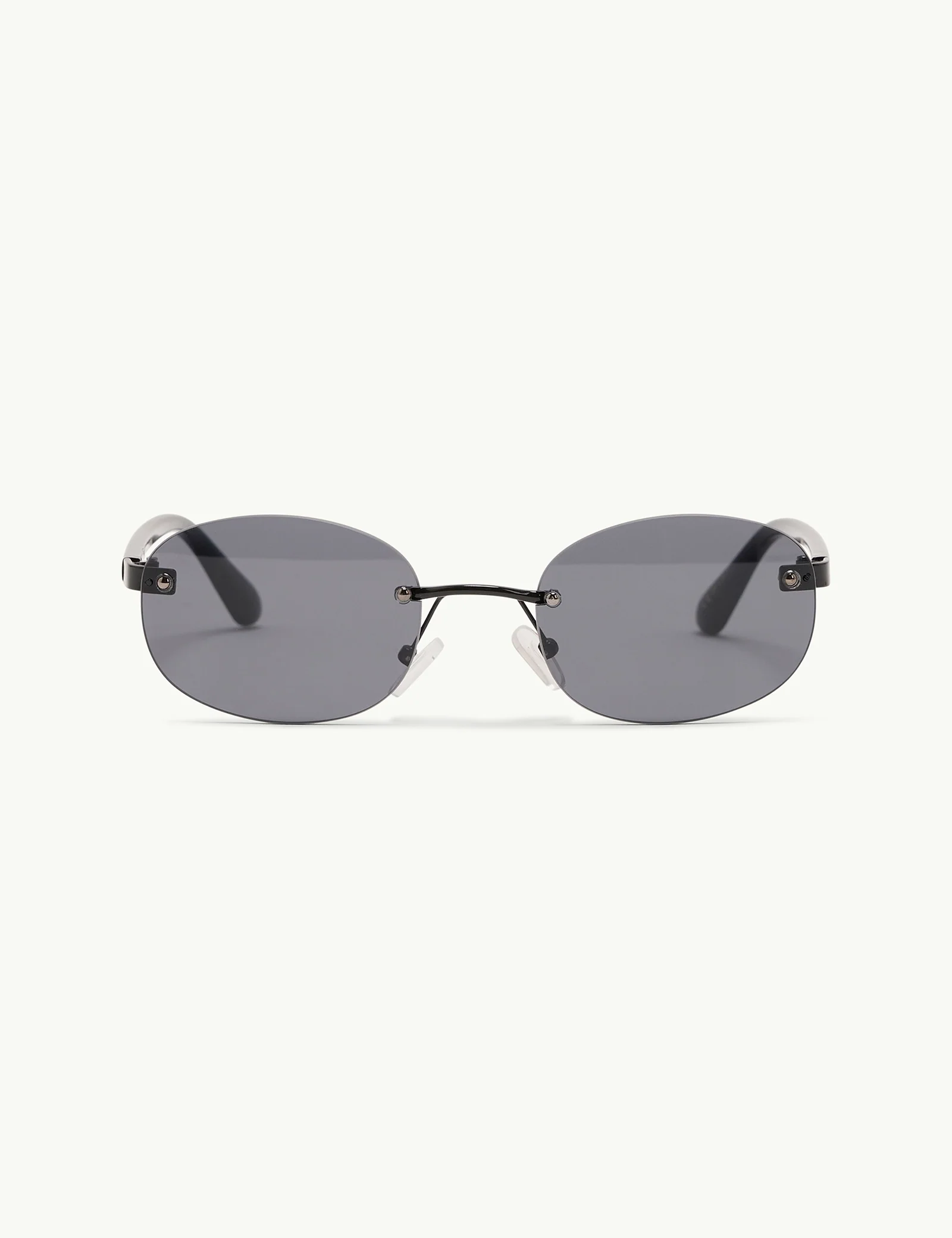 Black Oval Flare Sunglasses - Image 4
