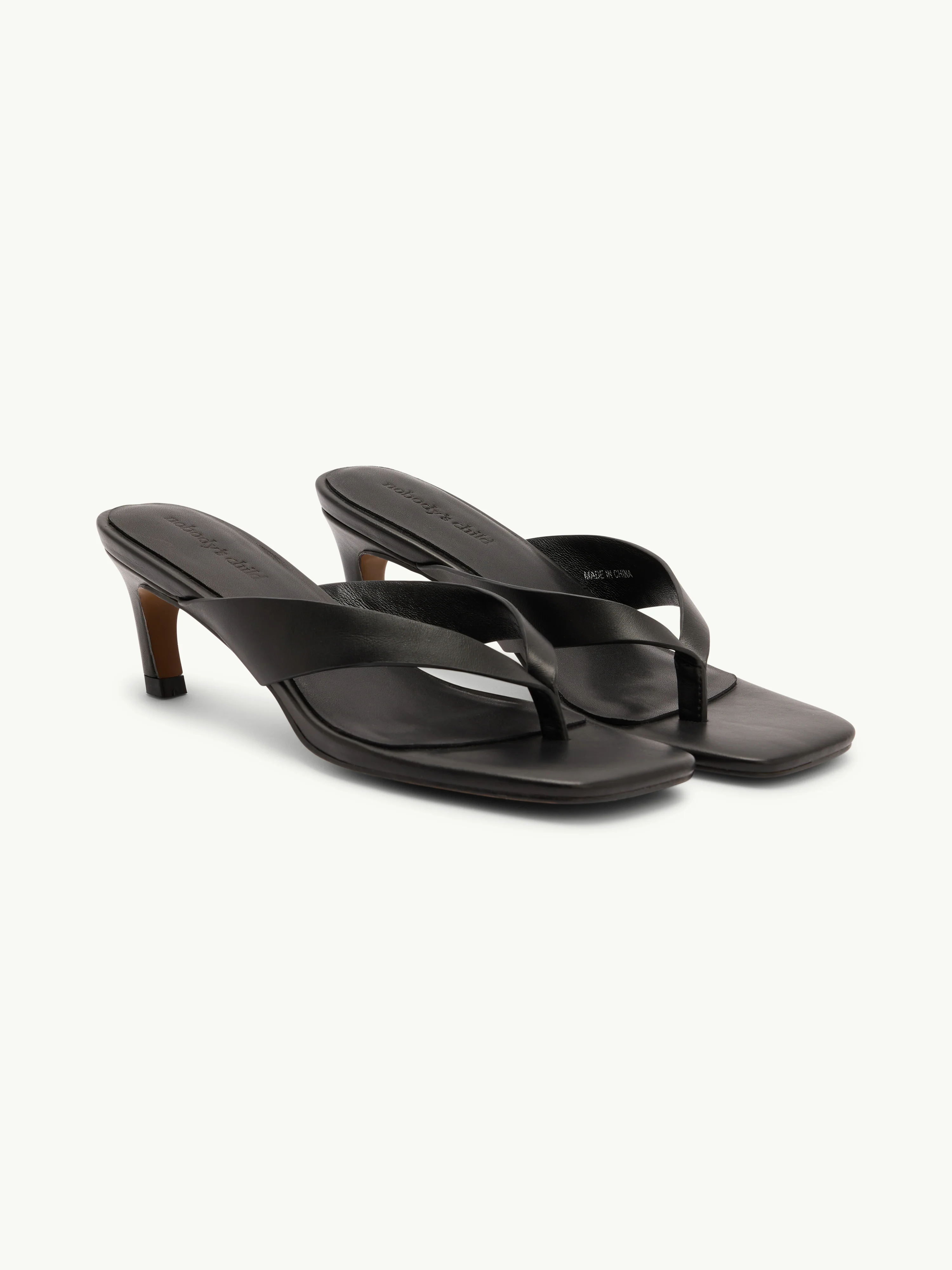 Black Leather Flip Flop Heels - Image 4