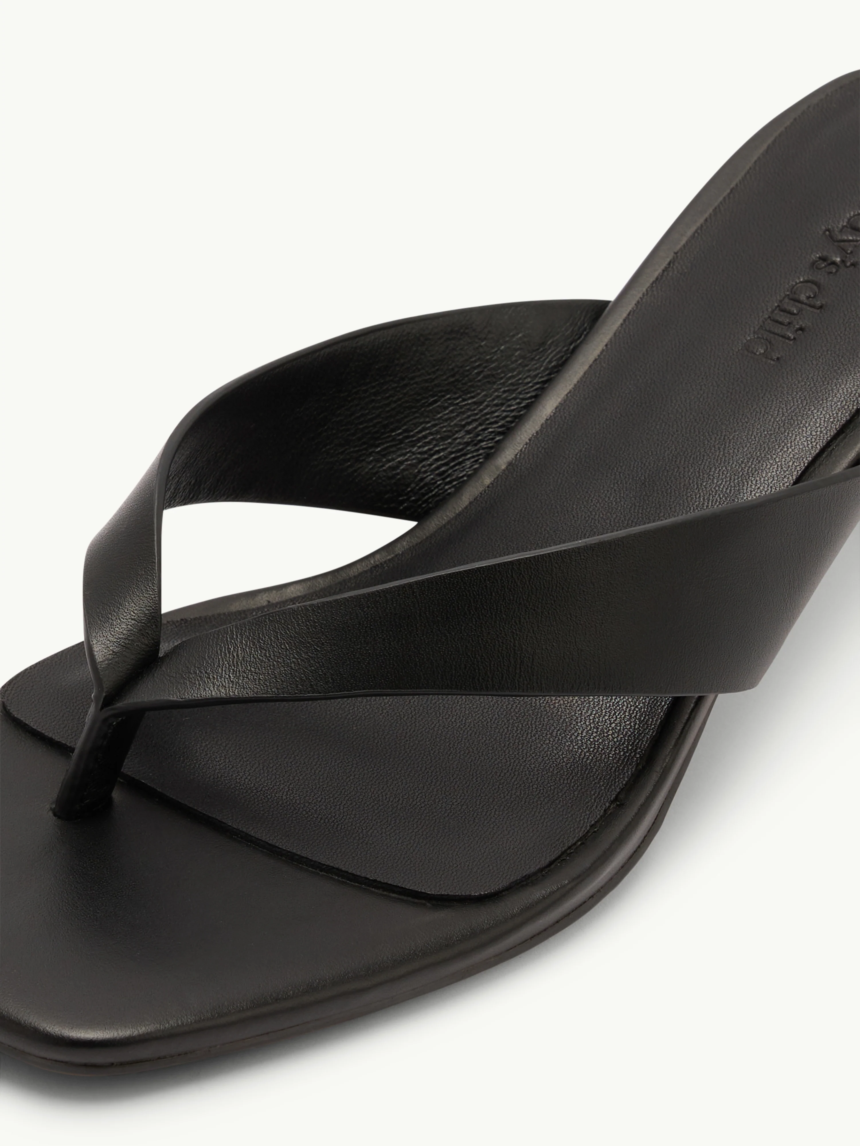 Black Leather Flip Flop Heels - Image 5