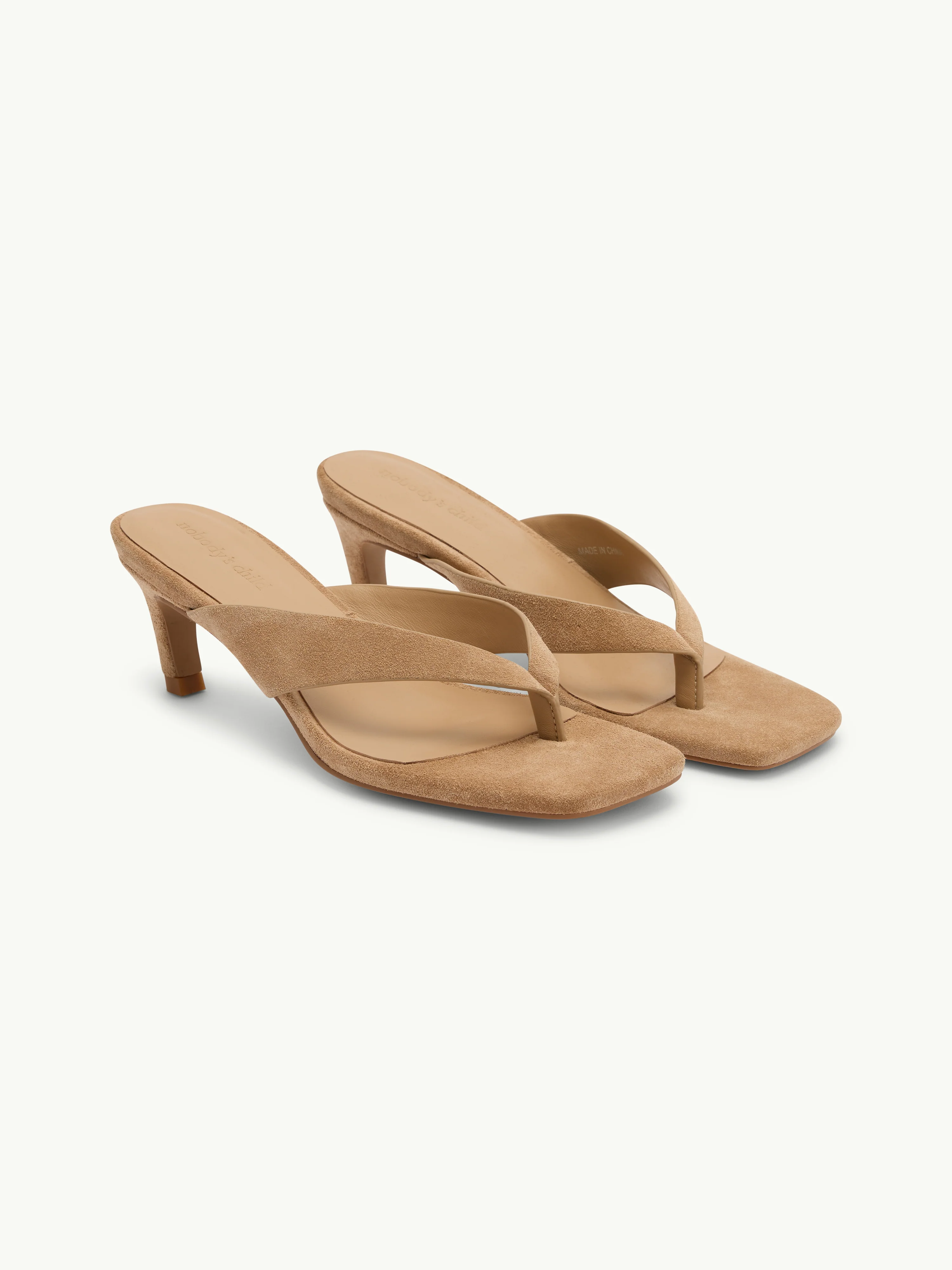 Beige Suede Flip Flop Heel - Image 3