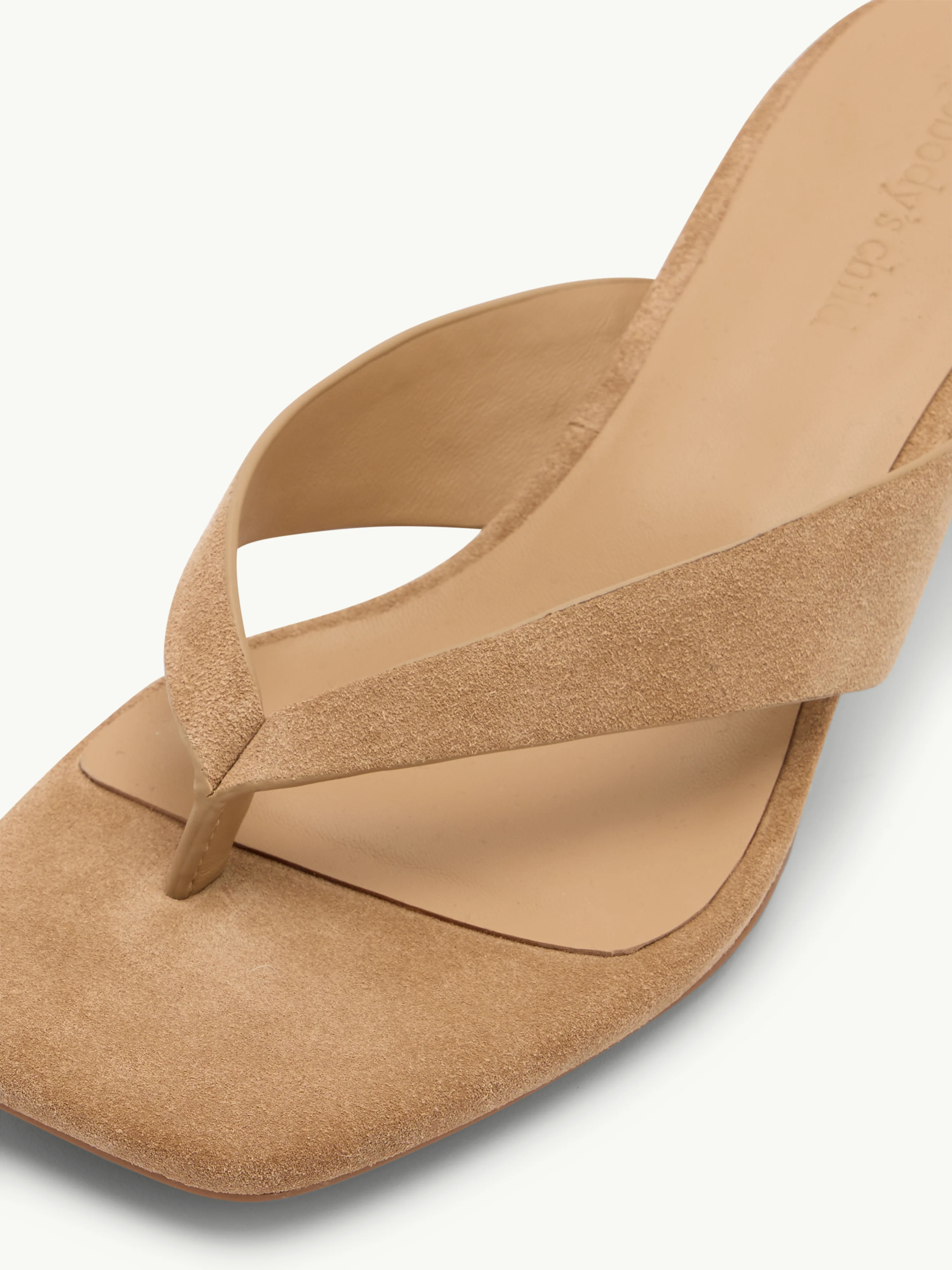 Beige Suede Flip Flop Heel - Image 4