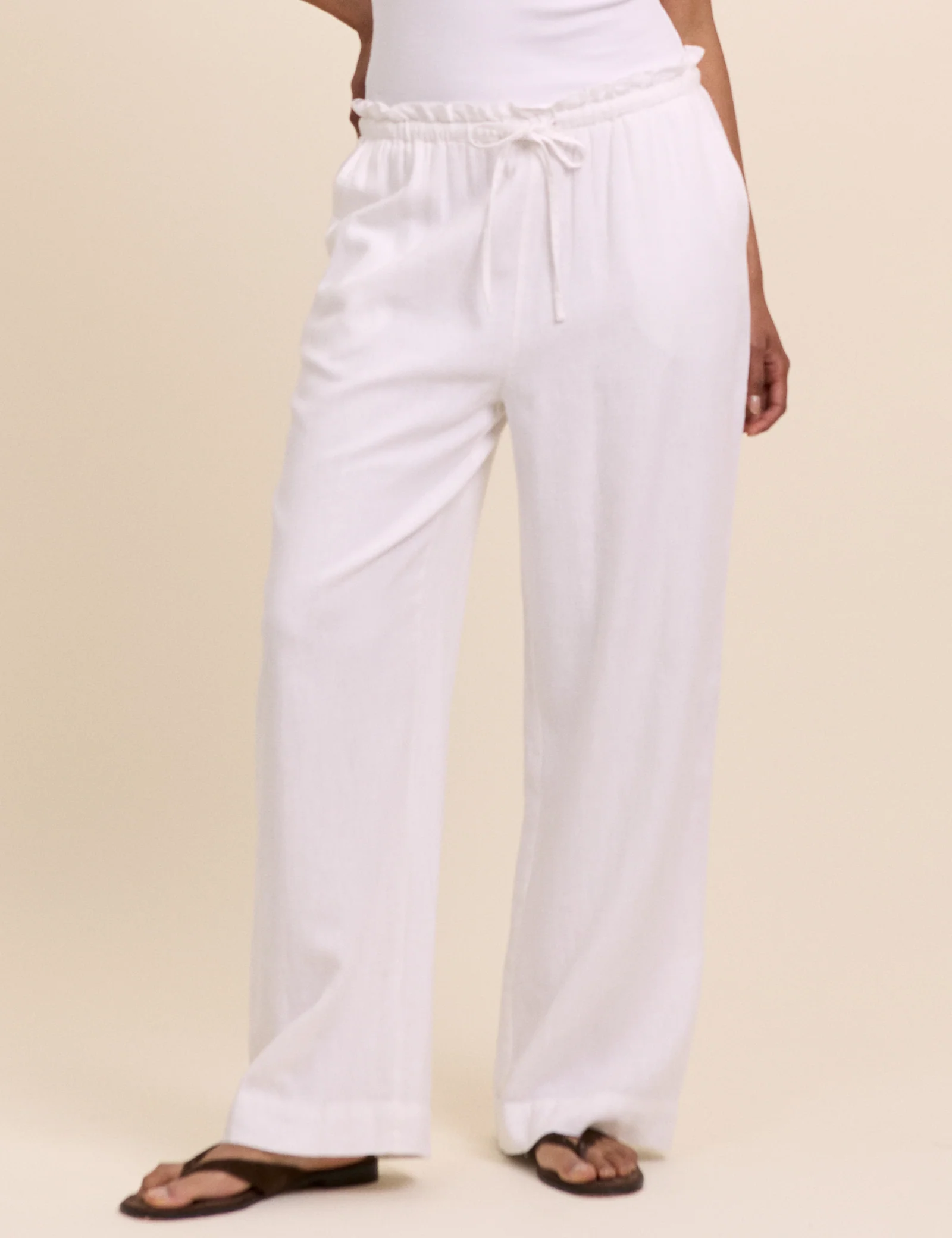 White Straight Leg Trousers