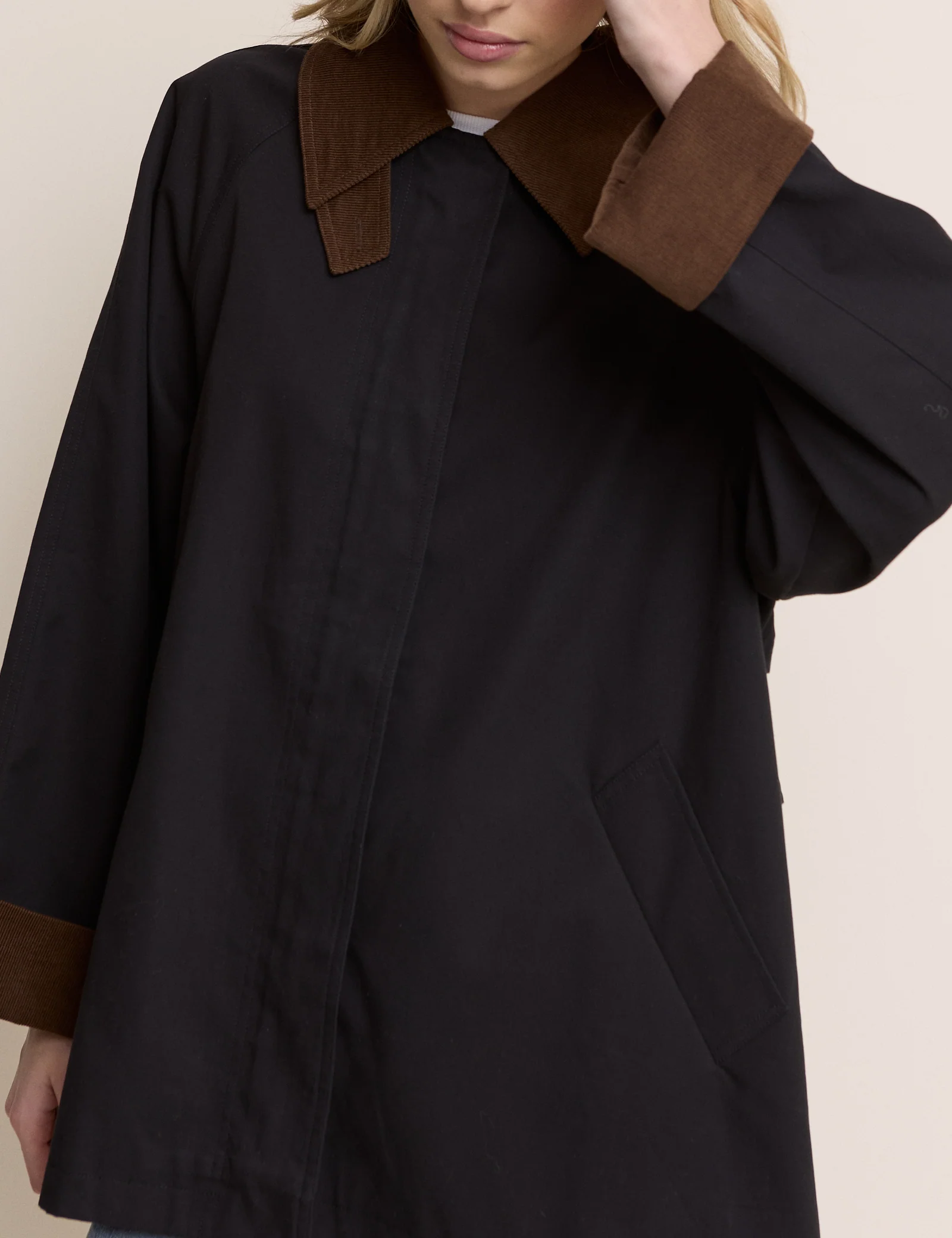 Dark Navy Cord Detail Barn Jacket - Image 2