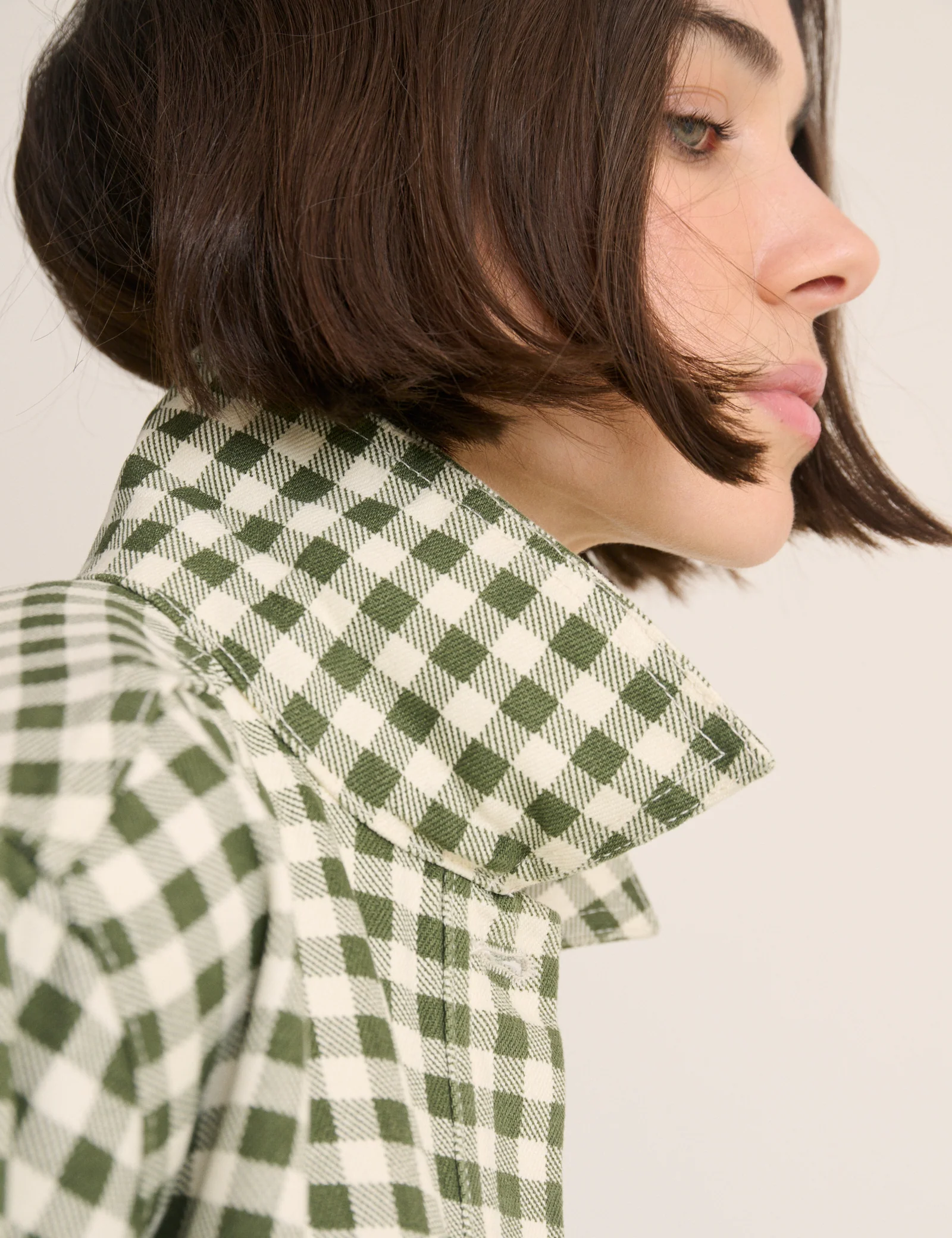 Green Gingham Boxy Jacket - Image 3