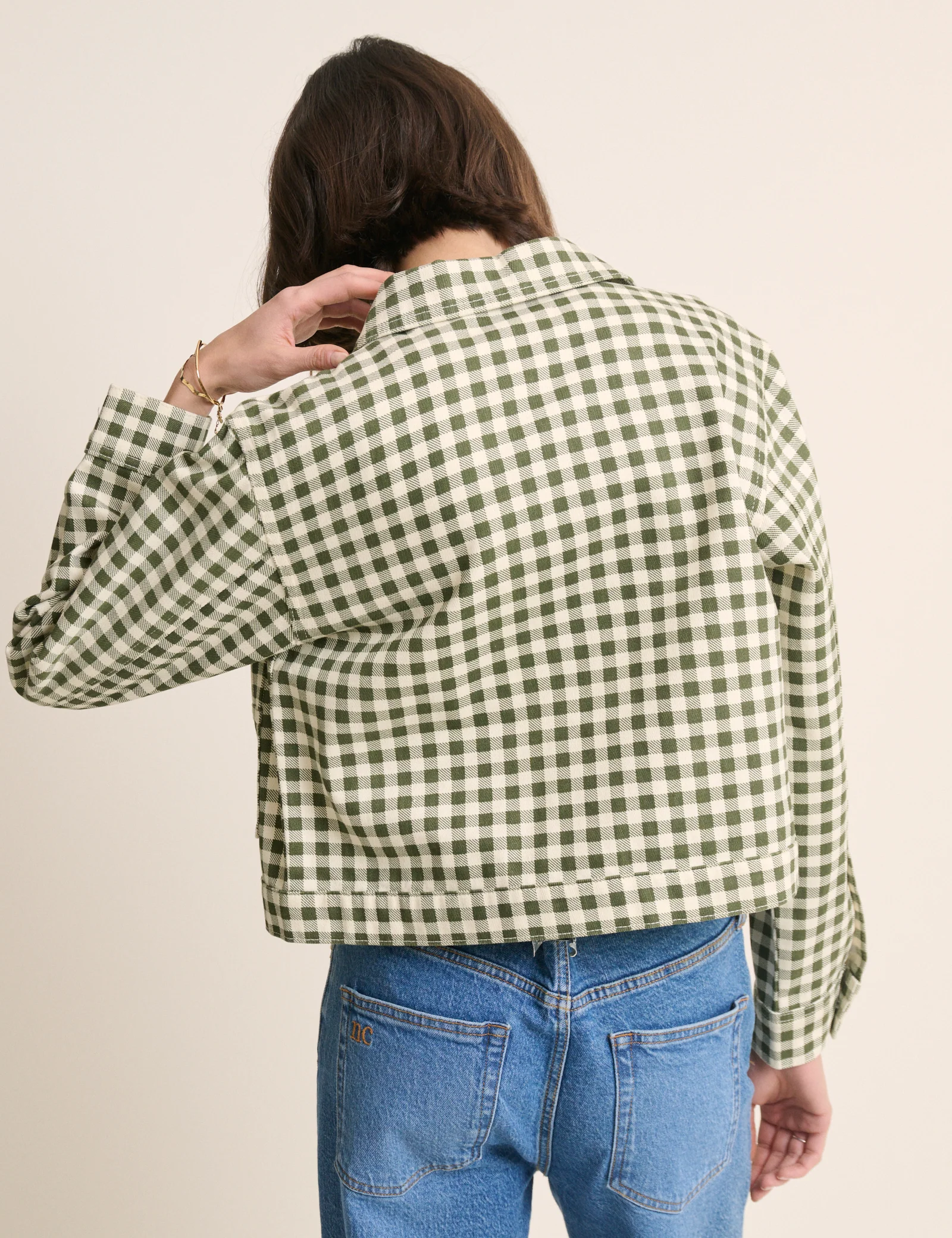 Green Gingham Boxy Jacket - Image 5