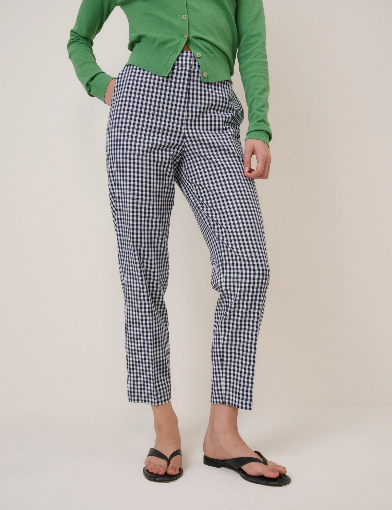 Blue Gingham Cigarette Trousers - Image 2