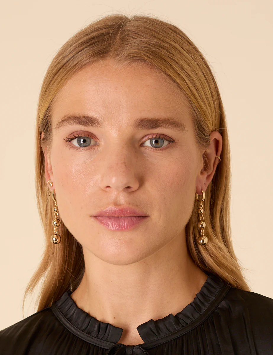 Gold Plated Orb Drop Earrings - Image 3