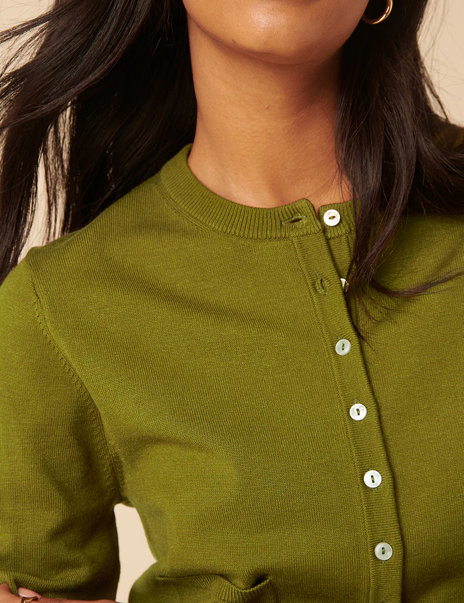 Green Crew Neck Cardigan - Image 3