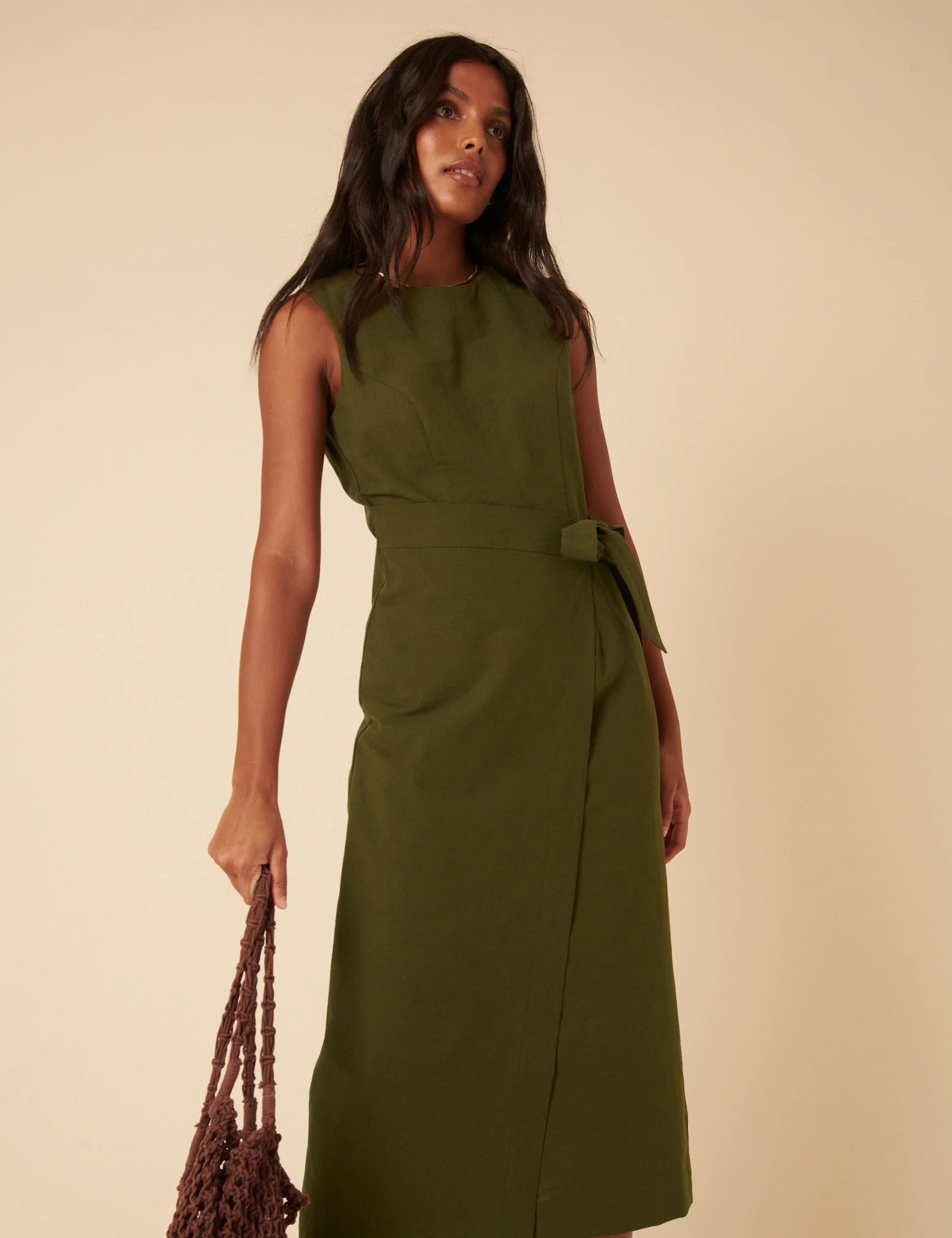 Green Tie Waist Lottie Midi Dress - Image 3