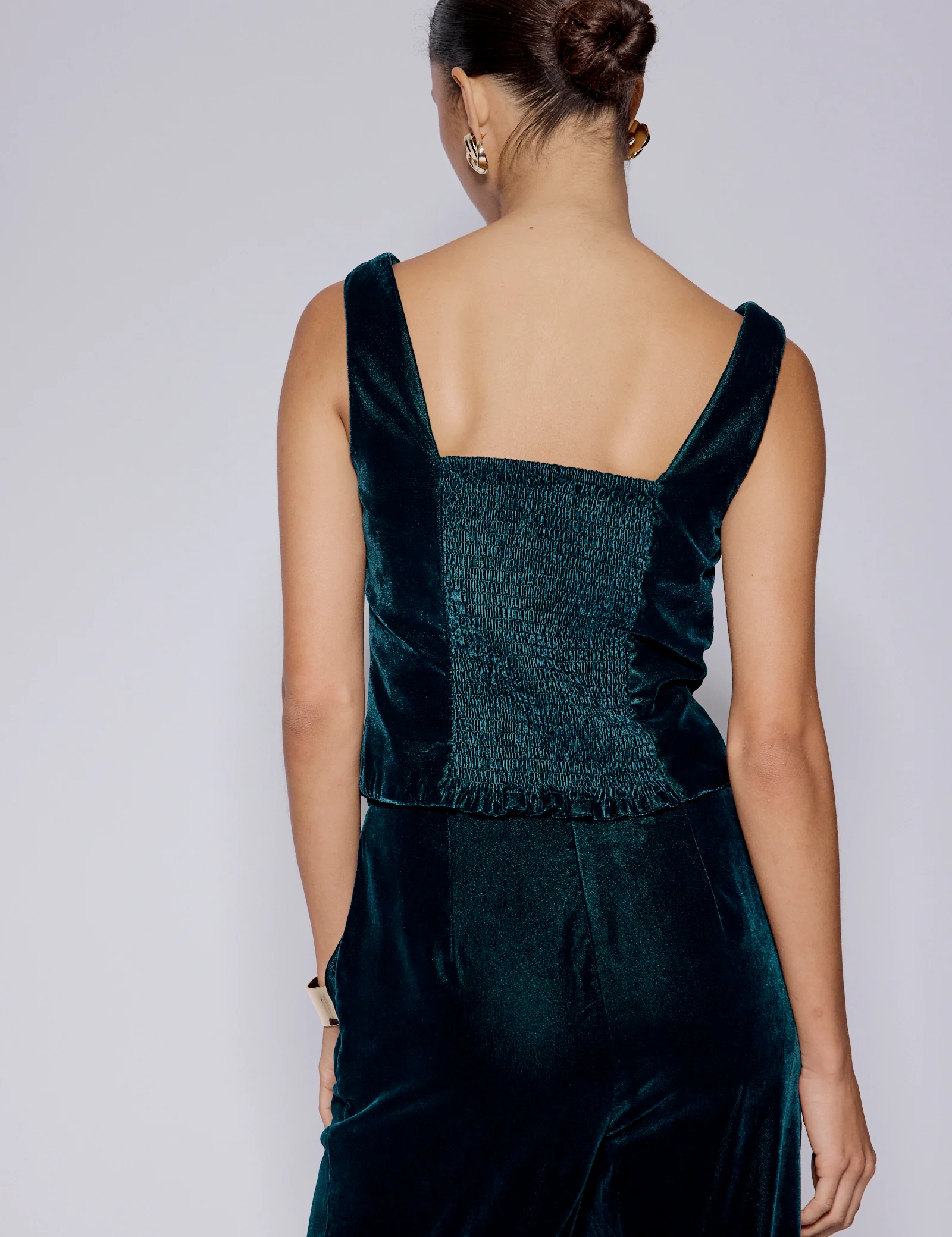 Green Velvet Square Neck Waistcoat - Image 5