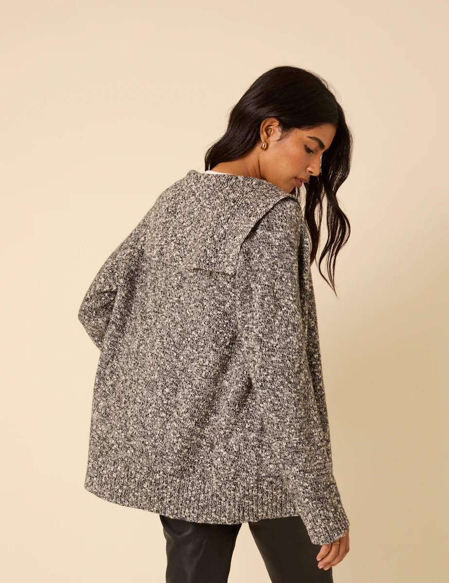 Grey And White Sailor Collar Wool-blend Jumper - Image 5
